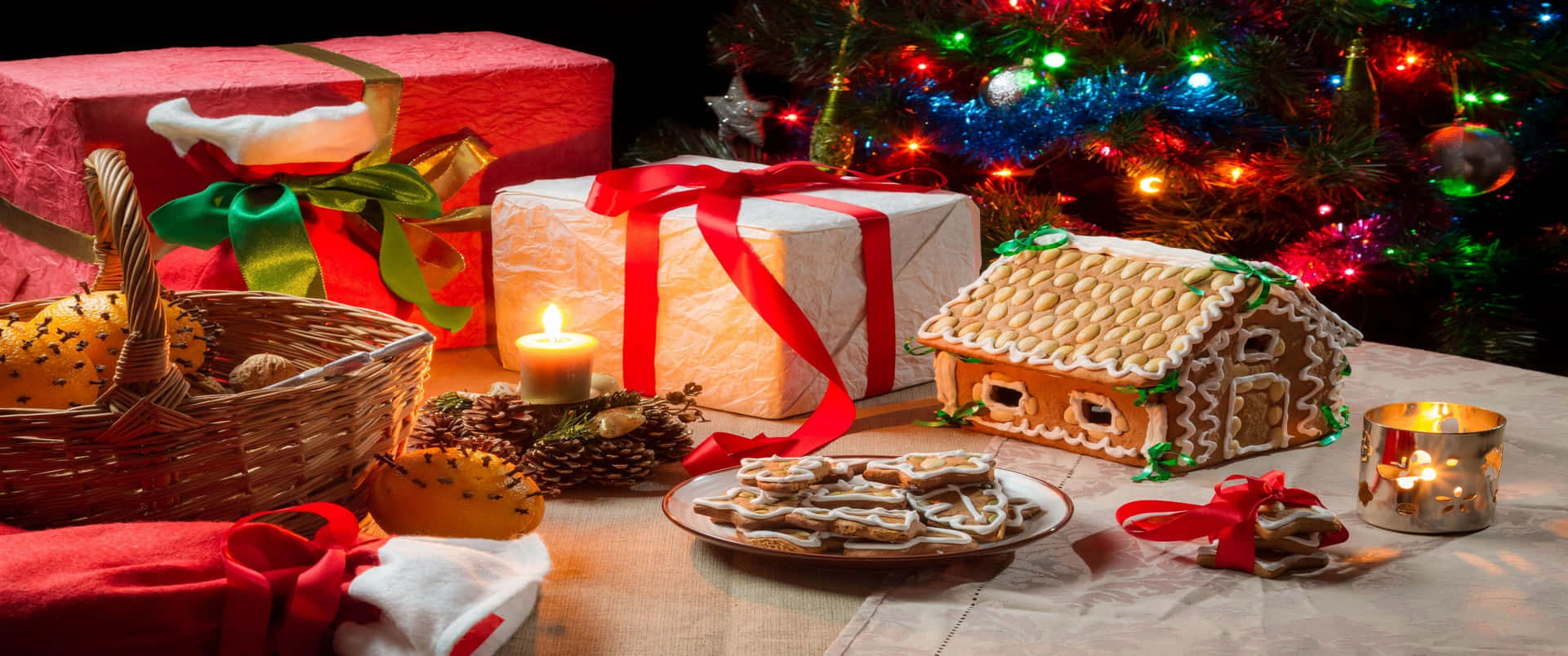 Christmas Baked Snack 3440x1440p Cookies Background