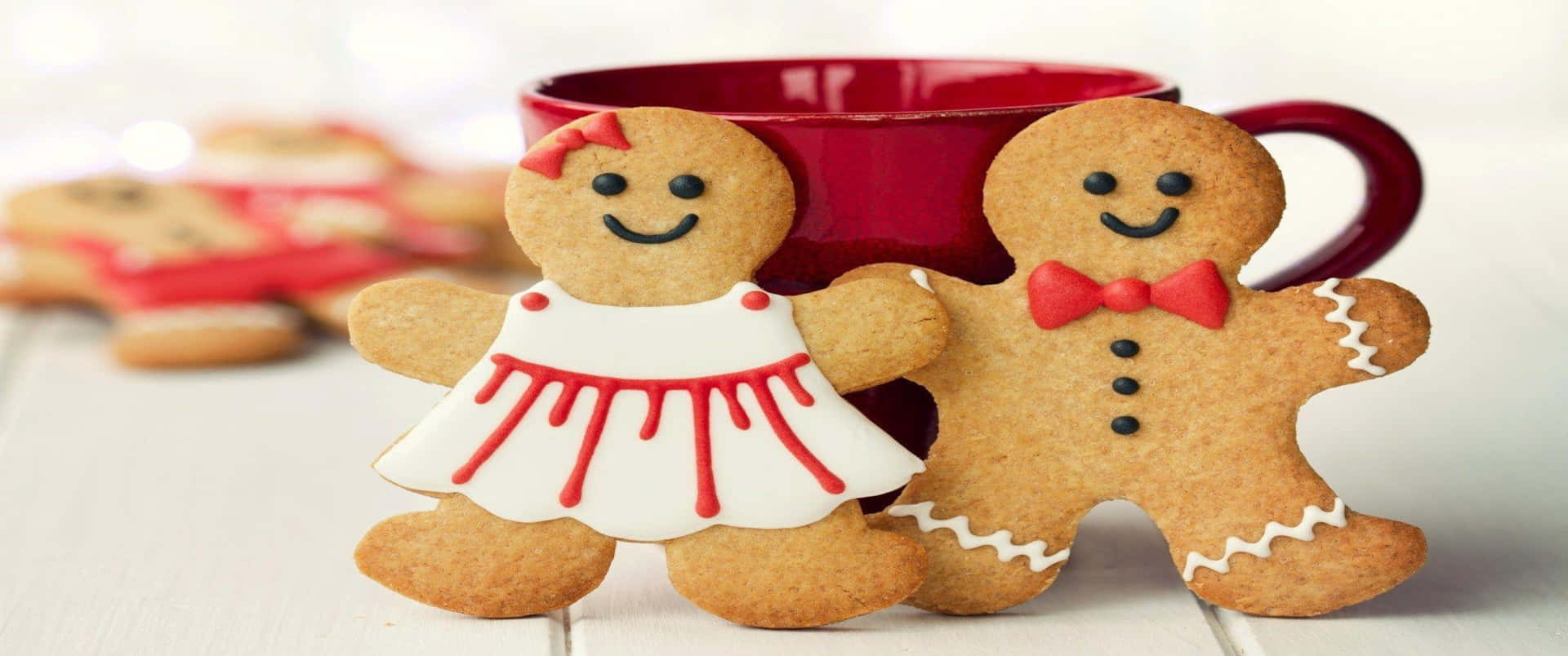Dejlige gingerbread 3440x1440p cookies baggrund til skrivebord