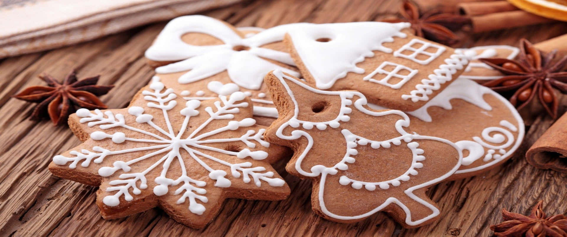 Sweet Christmas Themed 3440x1440p Cookies Background