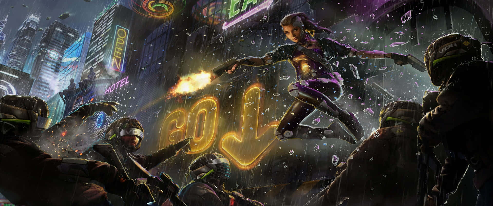 3440x1440p Cyberpunk 2077 Background People Fighting In The Rain