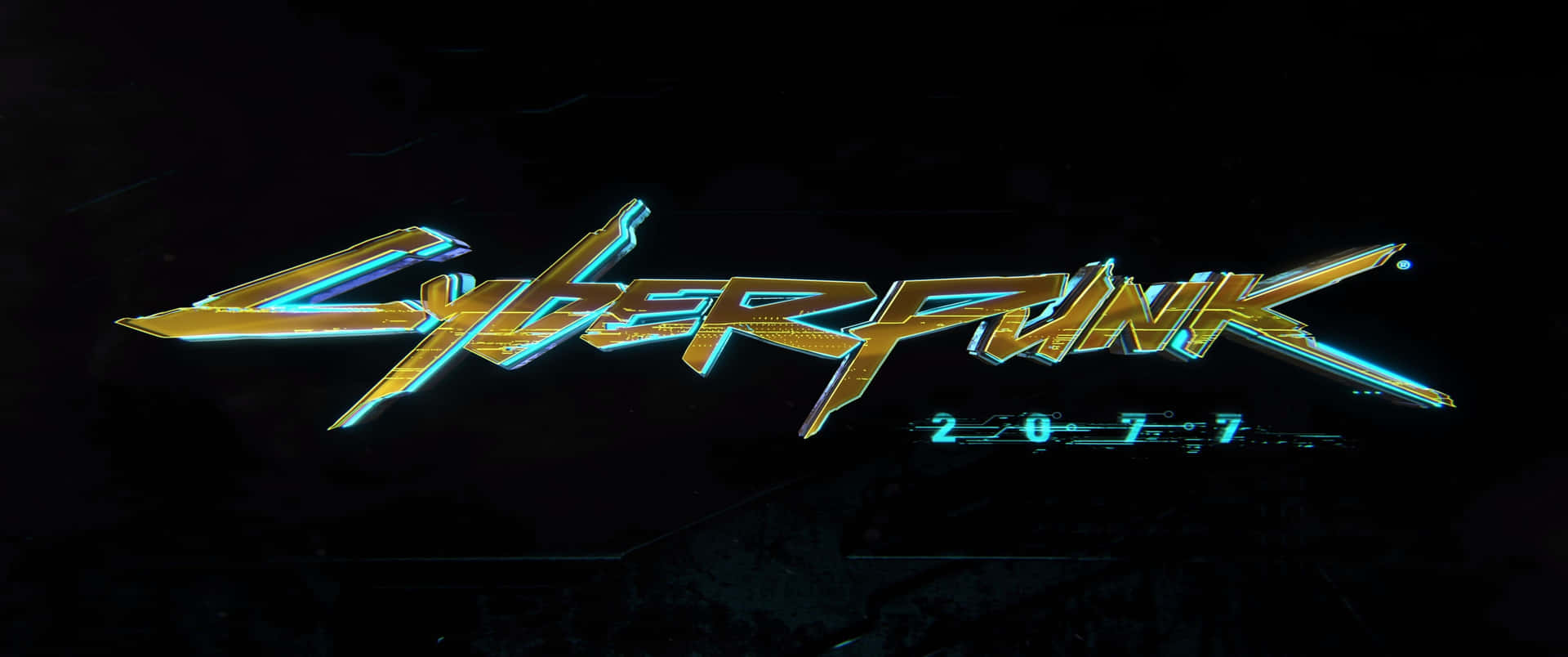 3440x1440p Cyberpunk 2077 Background Gold And Light Blue Game Title