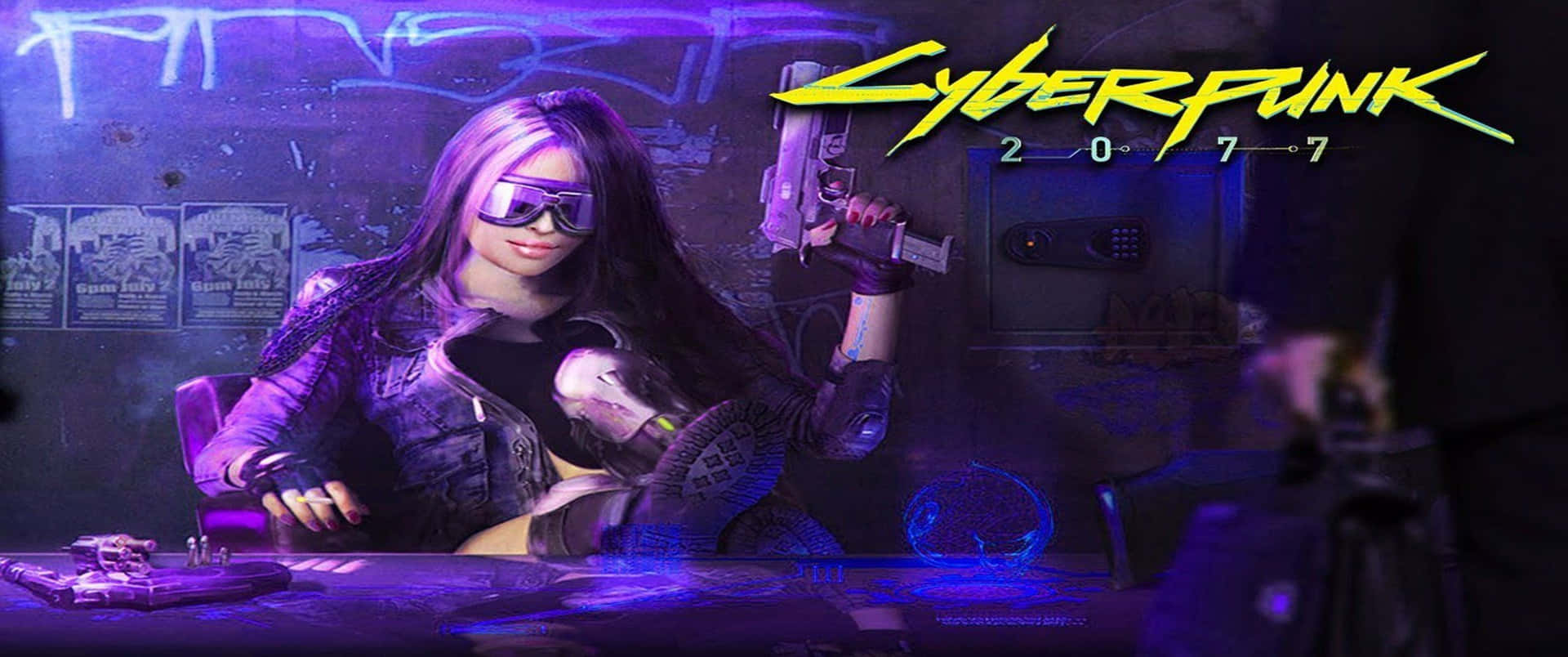 3440x1440p Cyberpunk 2077 Background Girl Wearing Sunglasses