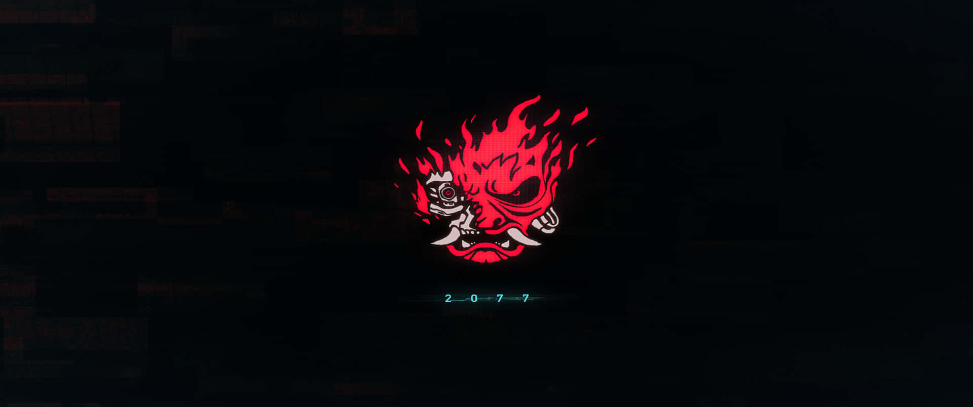 3440x1440p Cyberpunk 2077 Background Firey Red Skull