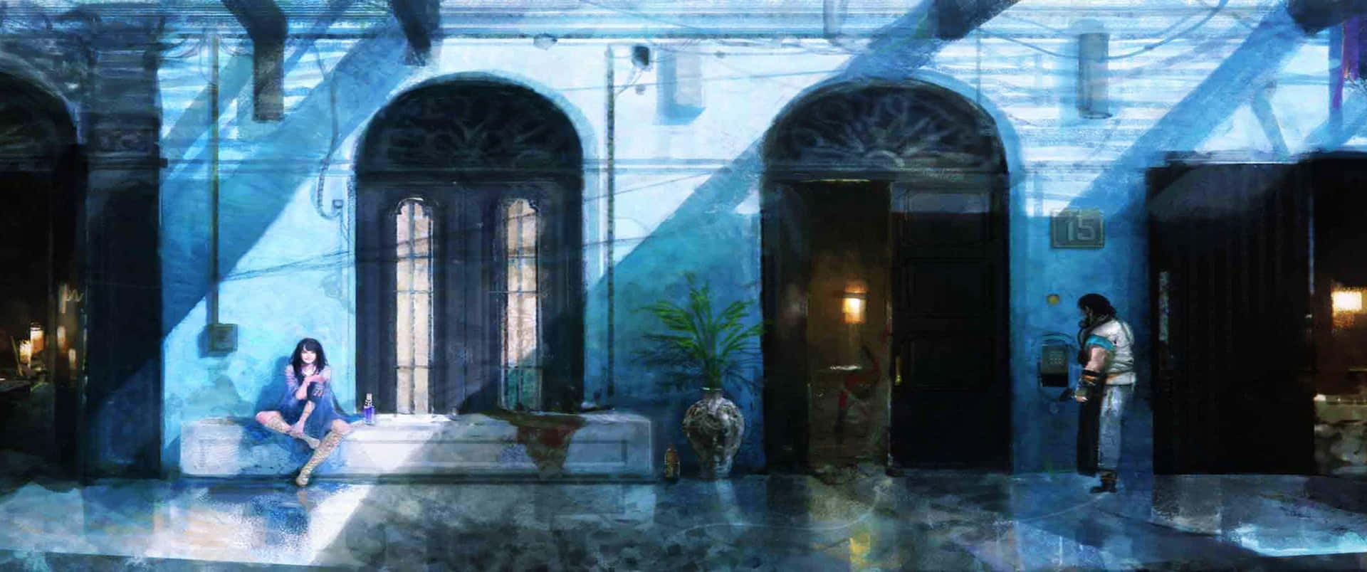 Karaktärerfrån Final Fantasy Xv Njuter Av Den Vackra Naturen På Datorn Eller Mobilens Bakgrundsbild.