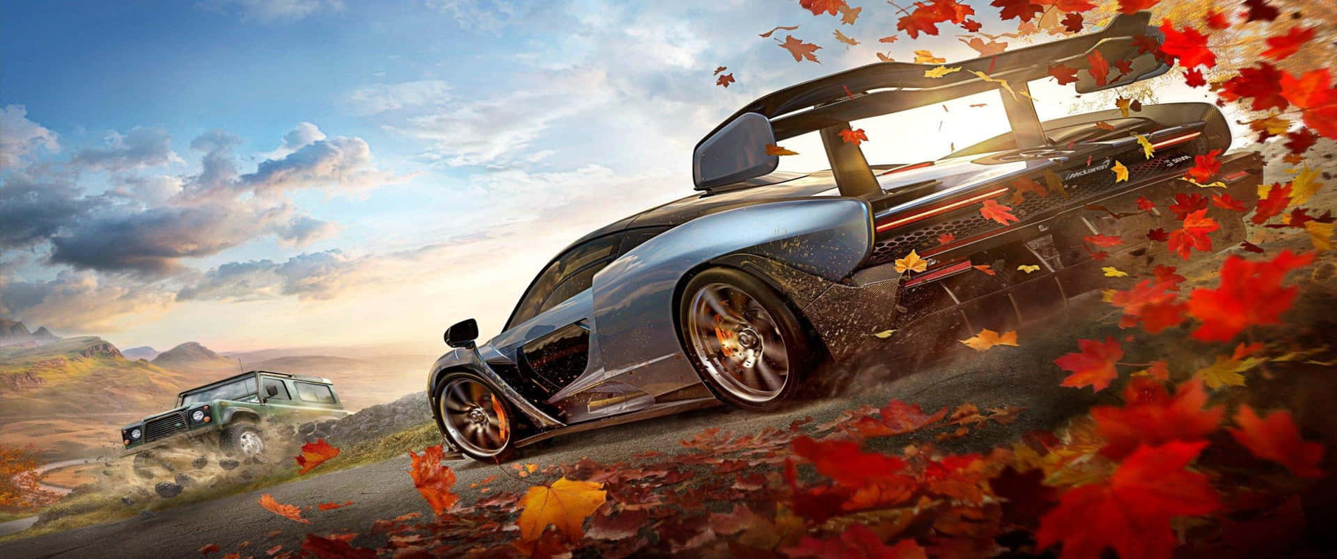 3440x1440p Car Through Leaves Forza Horizon 4 Background