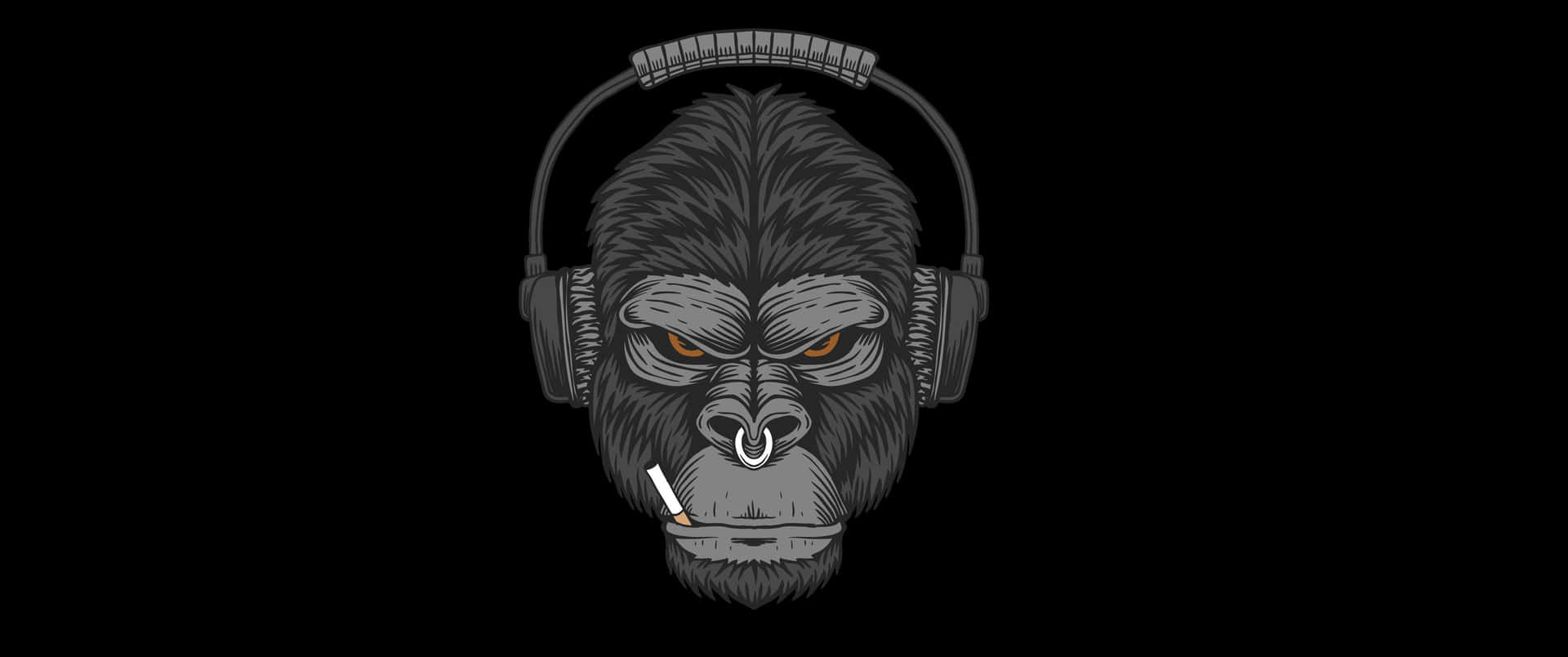3440x1440pbakgrund Med Gorilla Med Cigarett