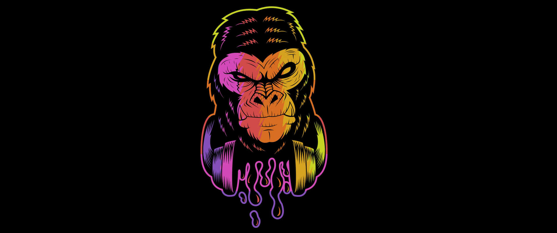 3440x1440p Gorilla Pink And Yellow Aesthetic Background