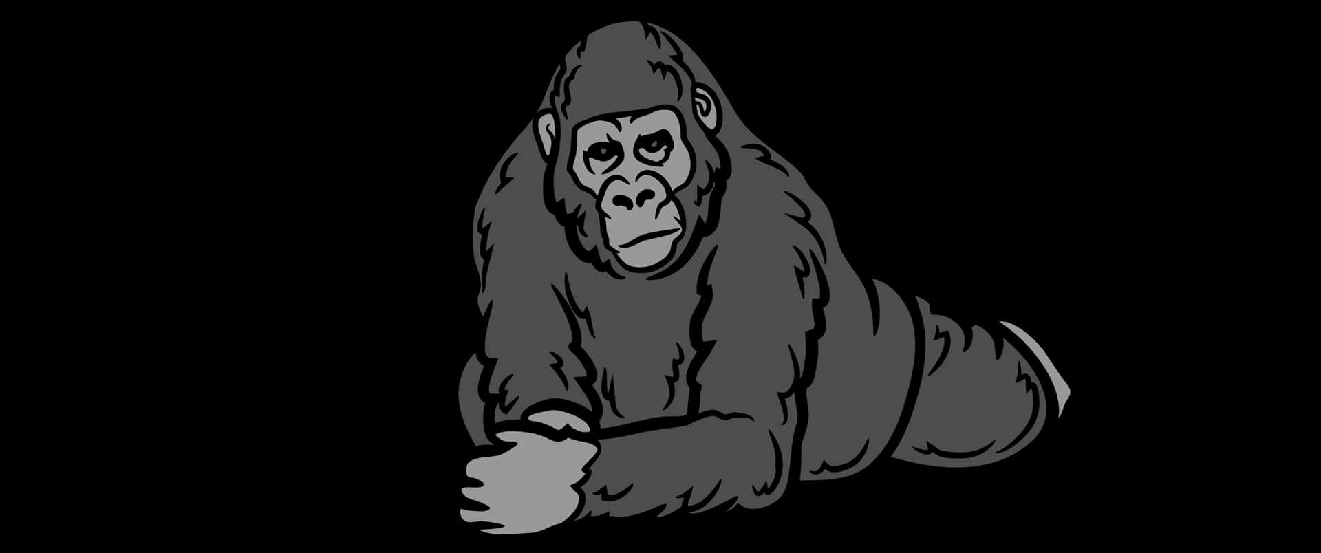 3440x1440p Gorilla Animal Drawing Background