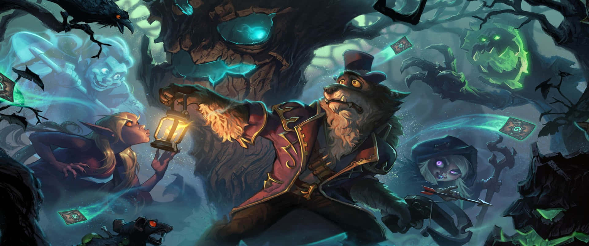 Dive into the world of Hearthstone with this high-resolution 3440x1440p background.