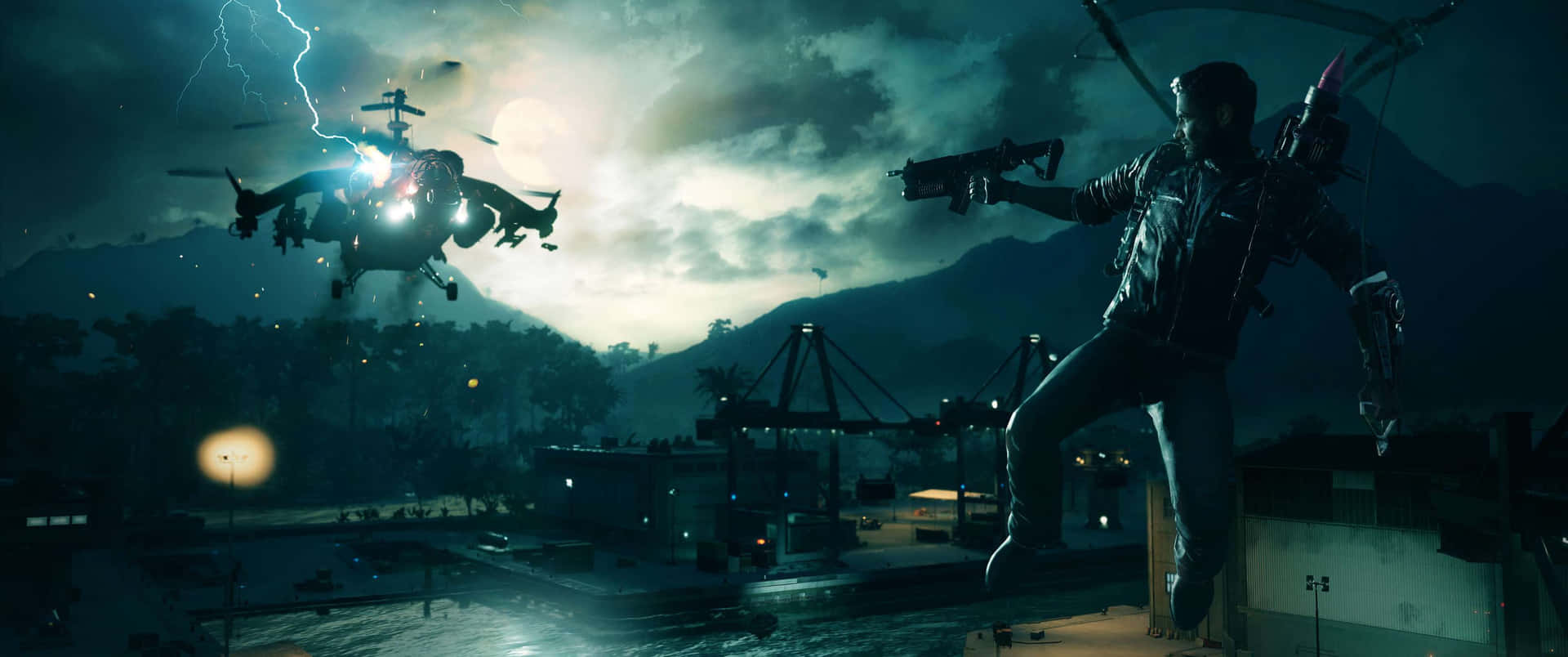 3440x1440p Just Cause 4 Battle At Night Background