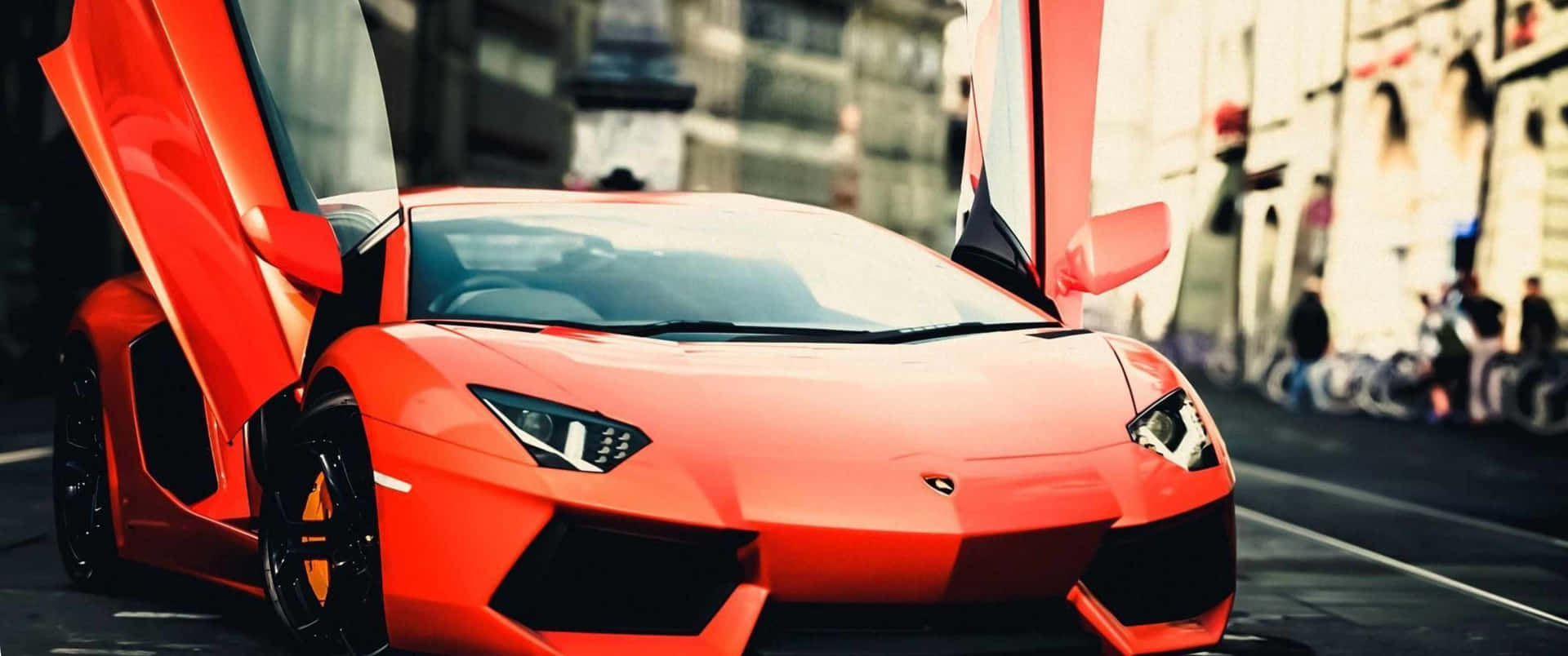 An Elegant Lamborghini cruising on the city streets