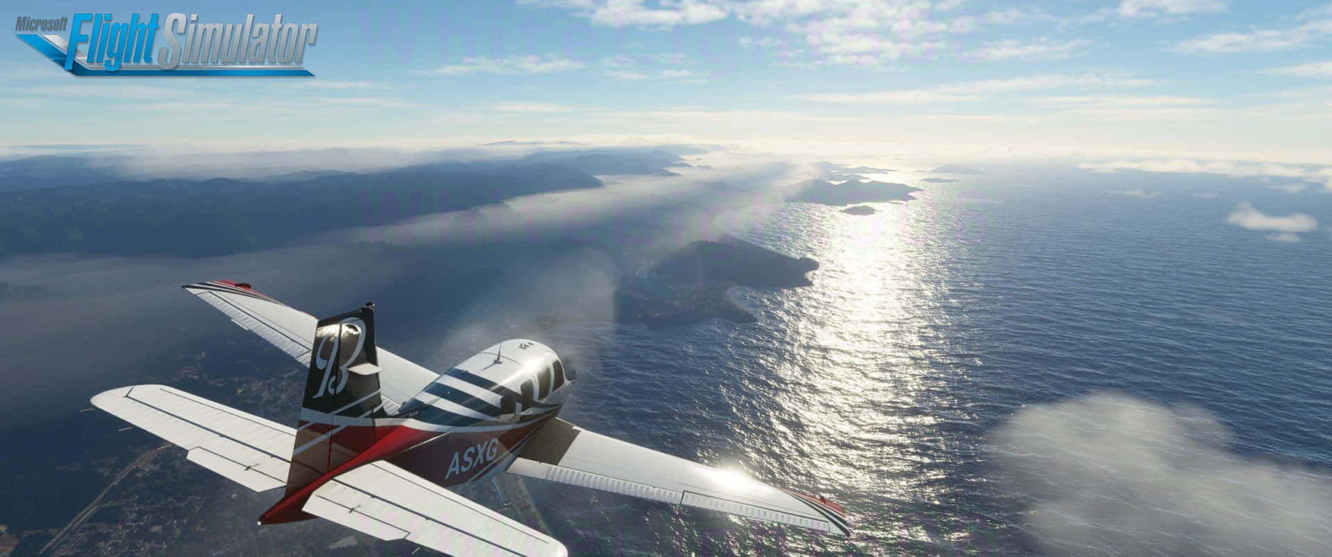 A Plane Flying Over The Ocean