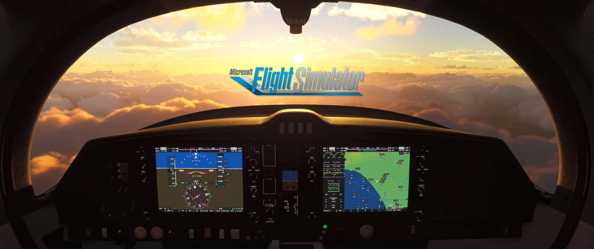 Ensittvy Från Cockpit På Ett Flygplan Med Utsikt Över Himlen