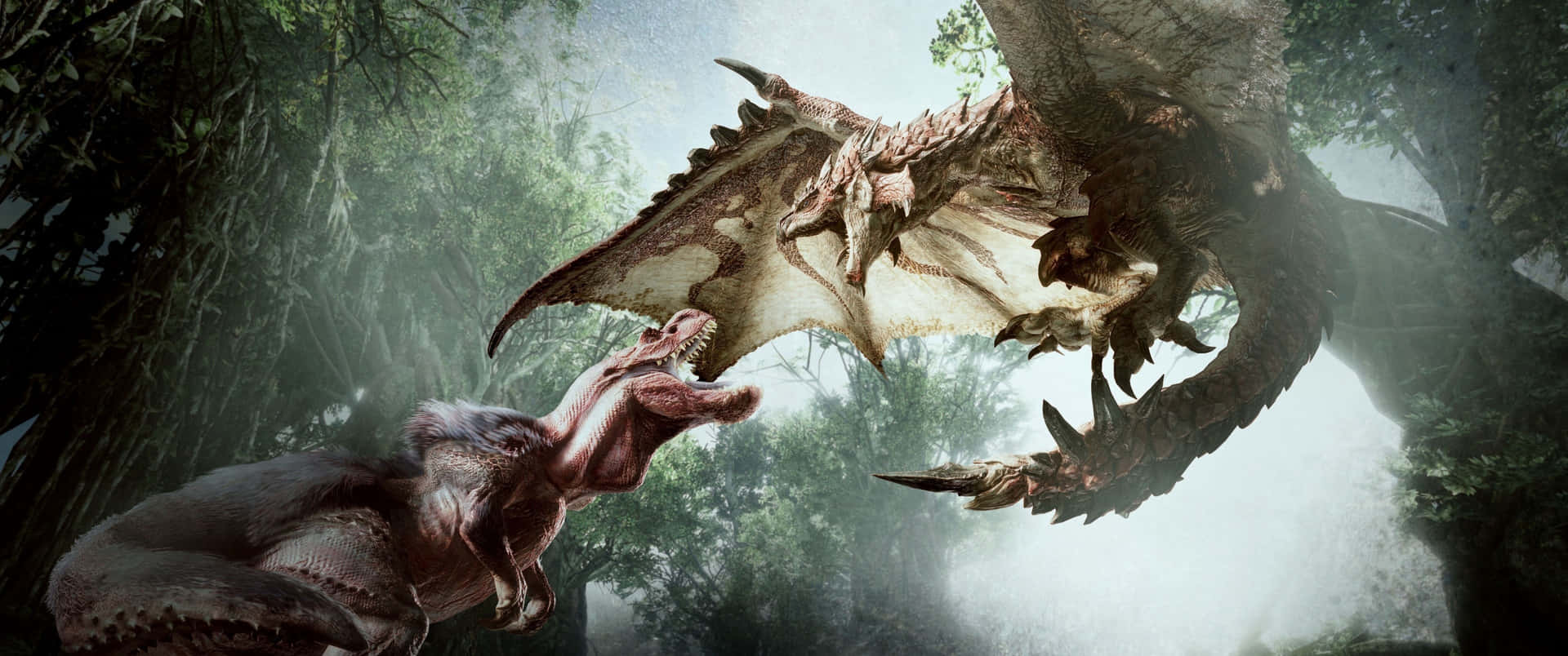 Rathalos And Anjanath In 3440x1440p Monster Hunter World Background