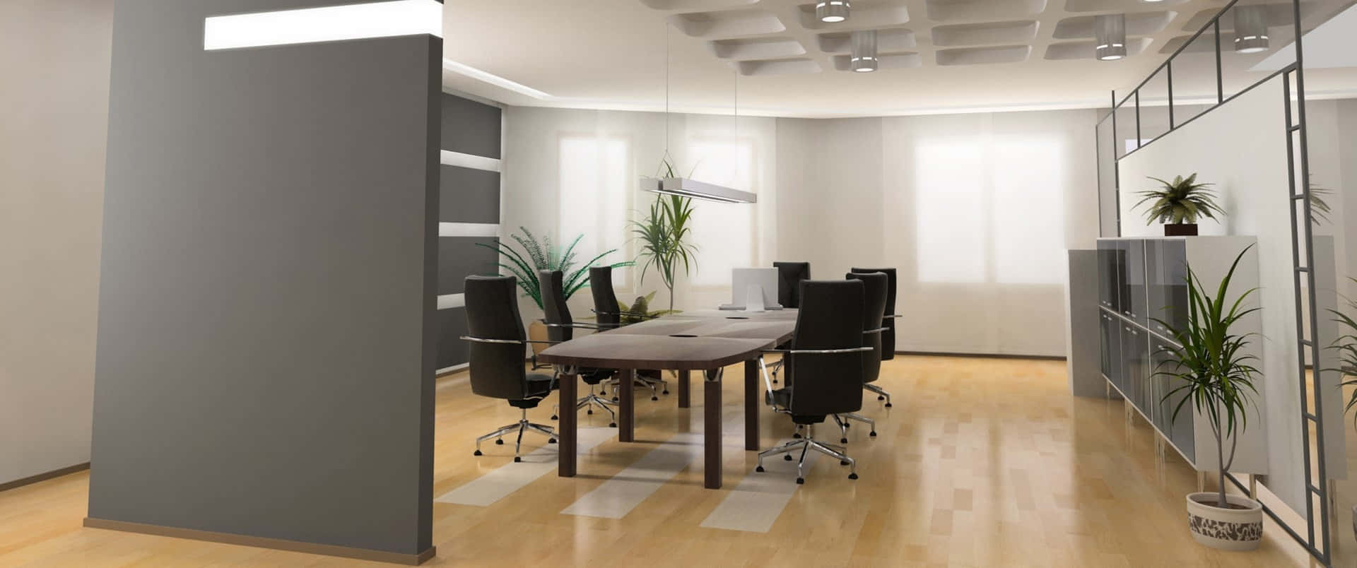 Gray Minimalist Interior Design 3440x1440p Office Background