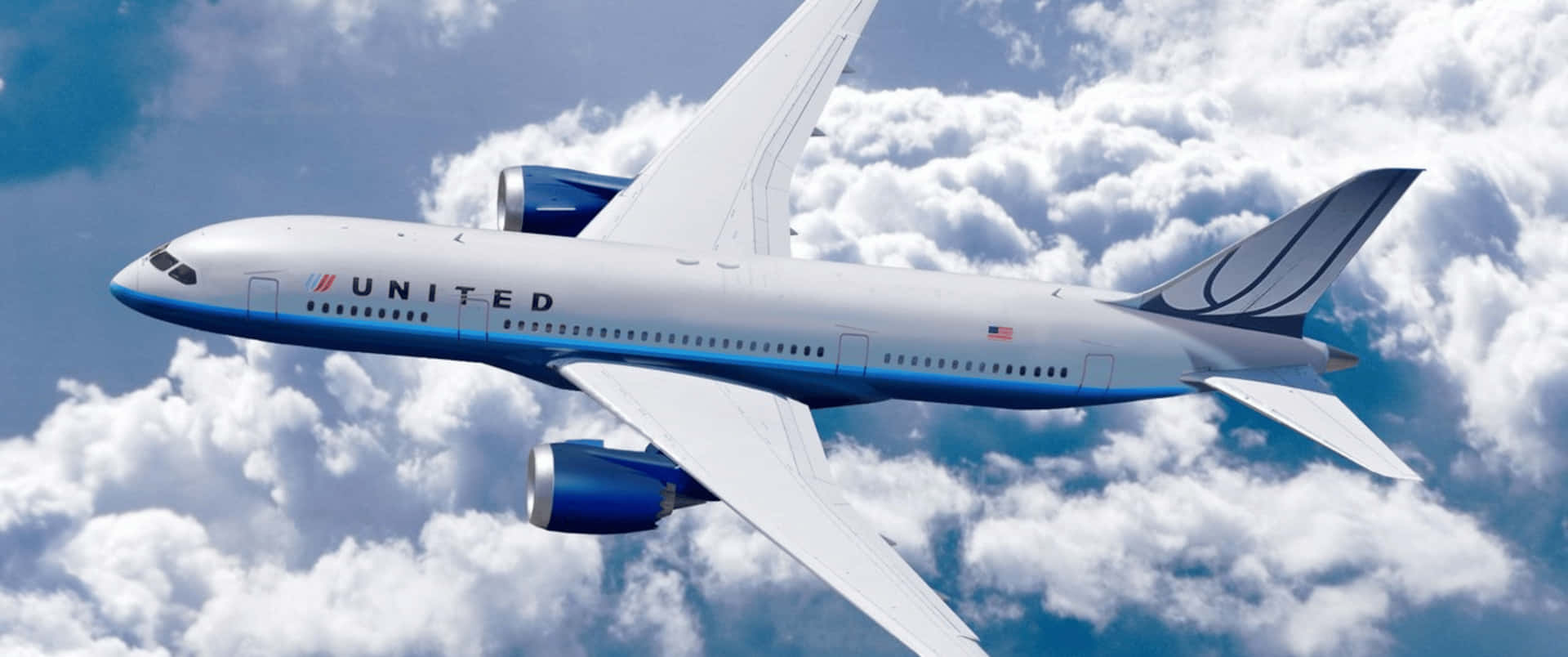 3440x1440pbakgrundsbild Med Flygplan Från United Airlines.