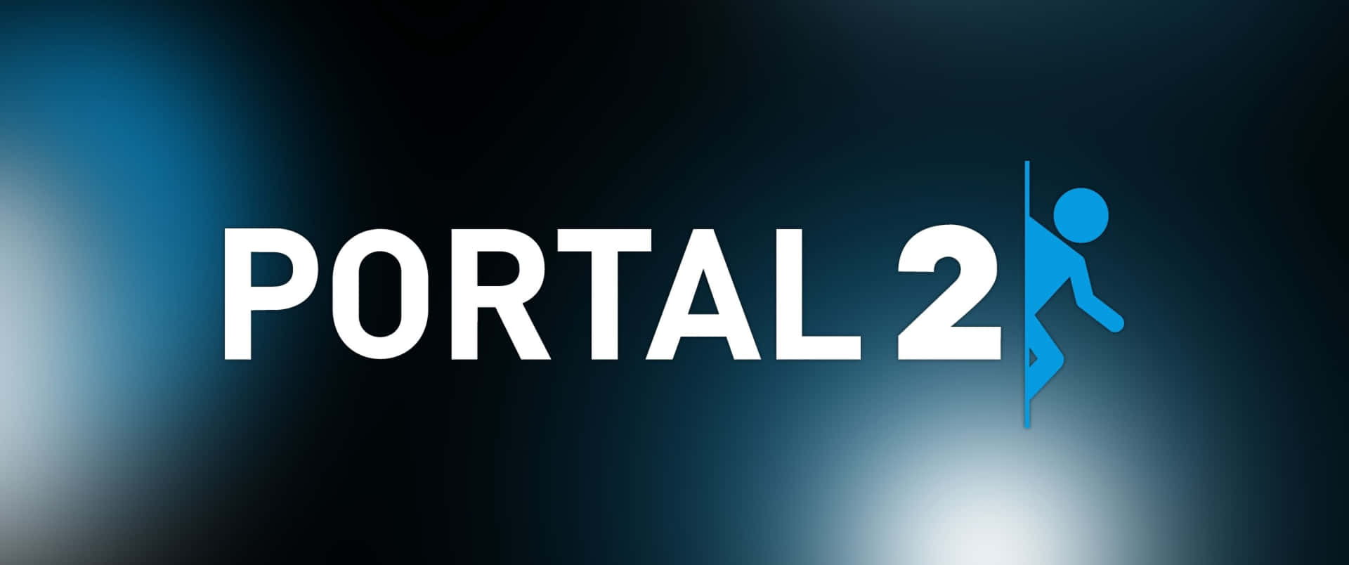 Portal2 - Un Logo Blu Con Un Uomo Su Di Esso.
