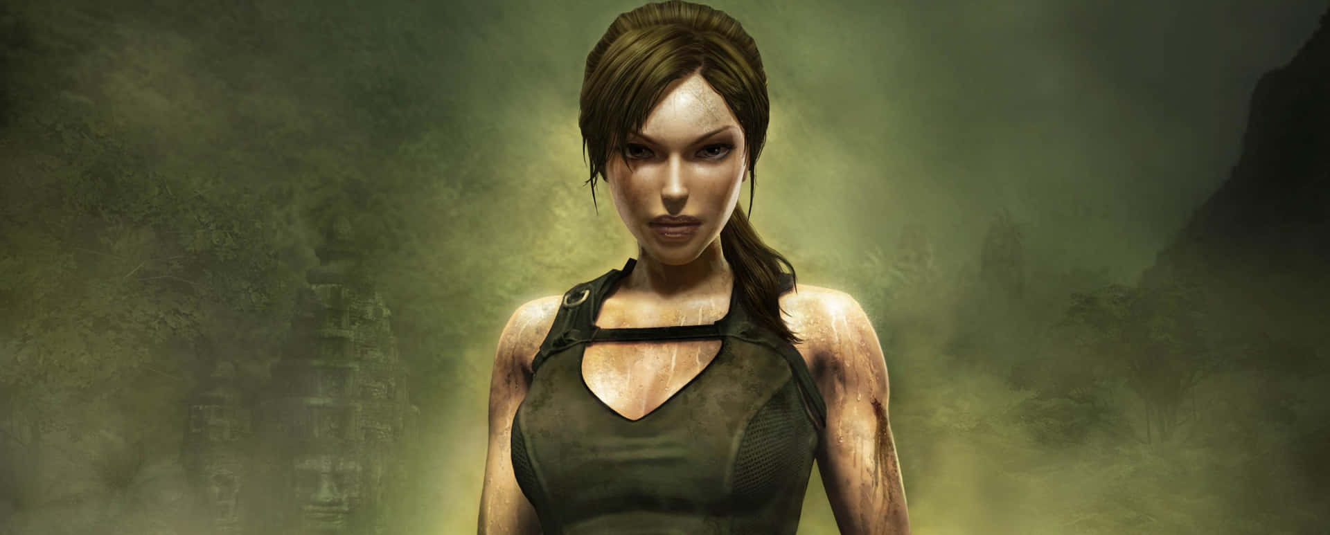 Rauchiggrüne Lara 3440x1440p Hintergrundbild Zu Rise Of The Tomb Raider