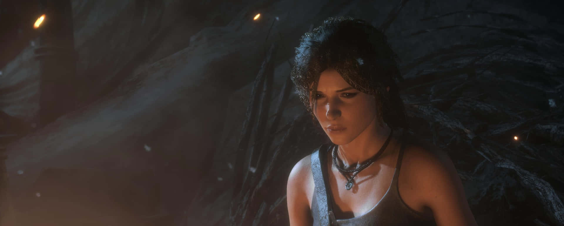 Lara Looks Downwards 3440x1440p Rise Of The Tomb Raider Background