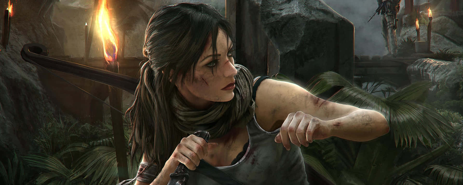 Fondode Pantalla De Lara Croft Combat 3440x1440p Rise Of The Tomb Raider