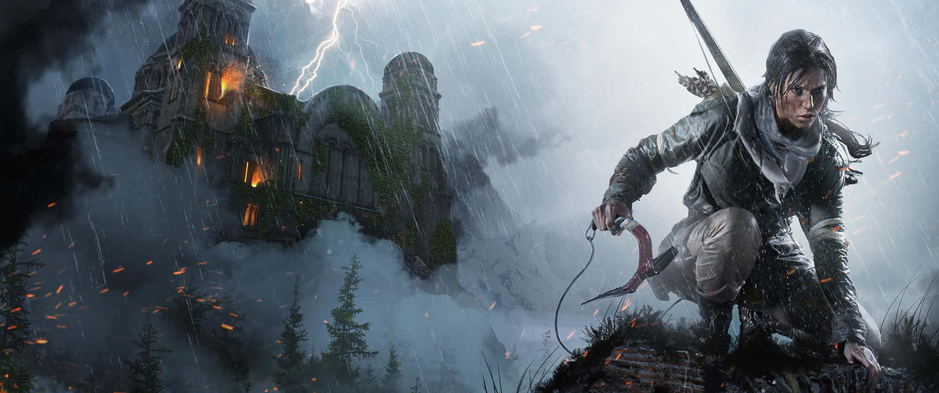 Lara Crouching Down 3440x1440p Rise Of The Tomb Raider Background