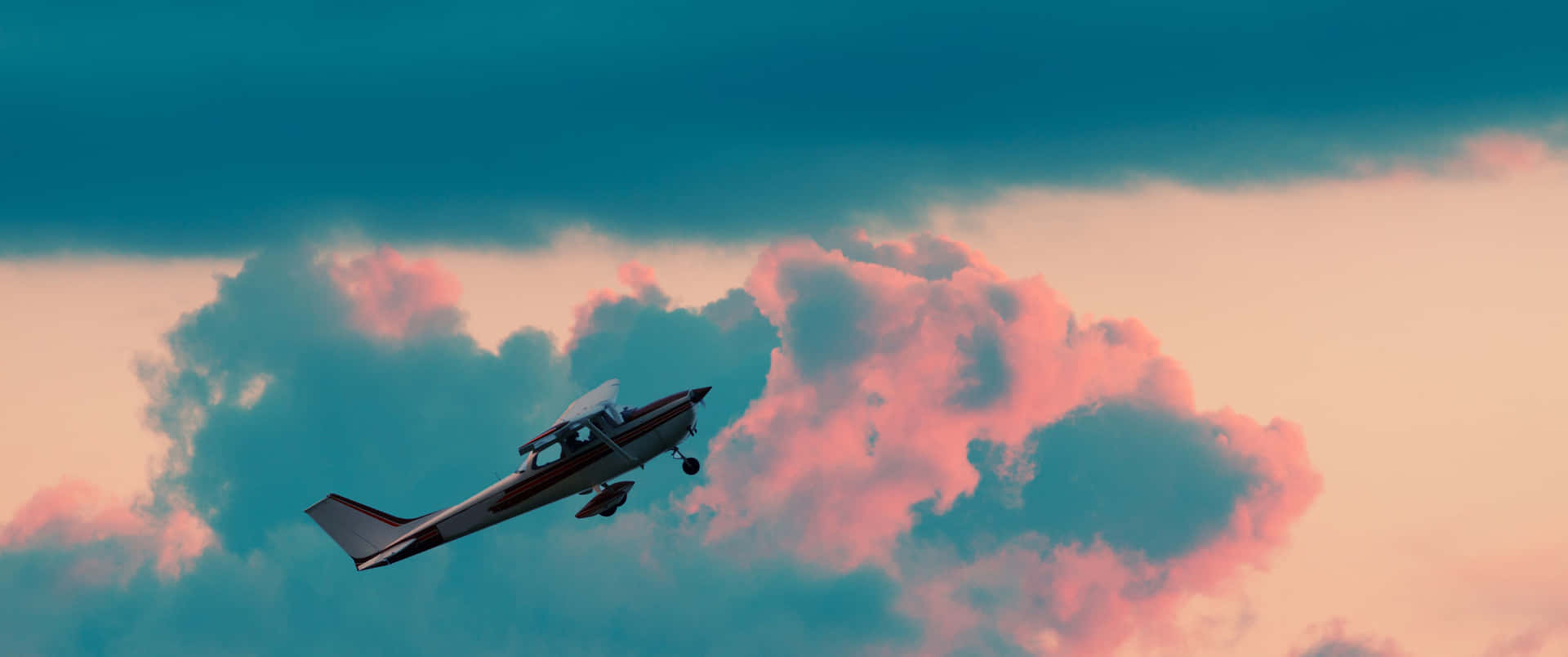 Småfly sejler mod en skyfri himmel.