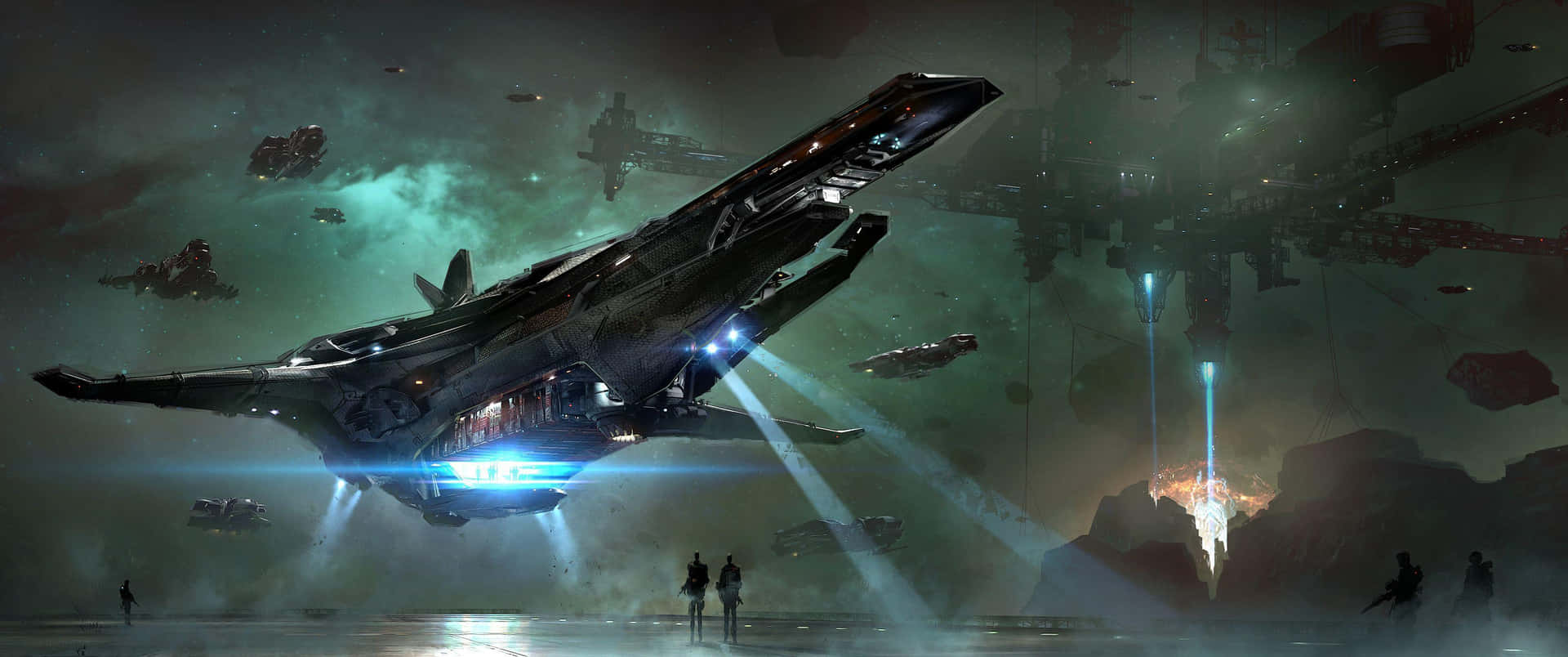 3440x1440p Social Background Space Aircraft