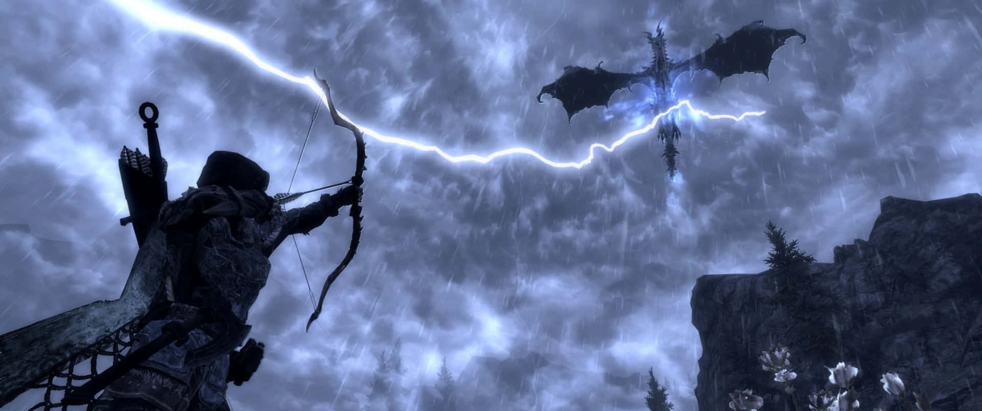 “Explore the world of Skyrim with this immersive 3440x1440p resolution wallpaper.”