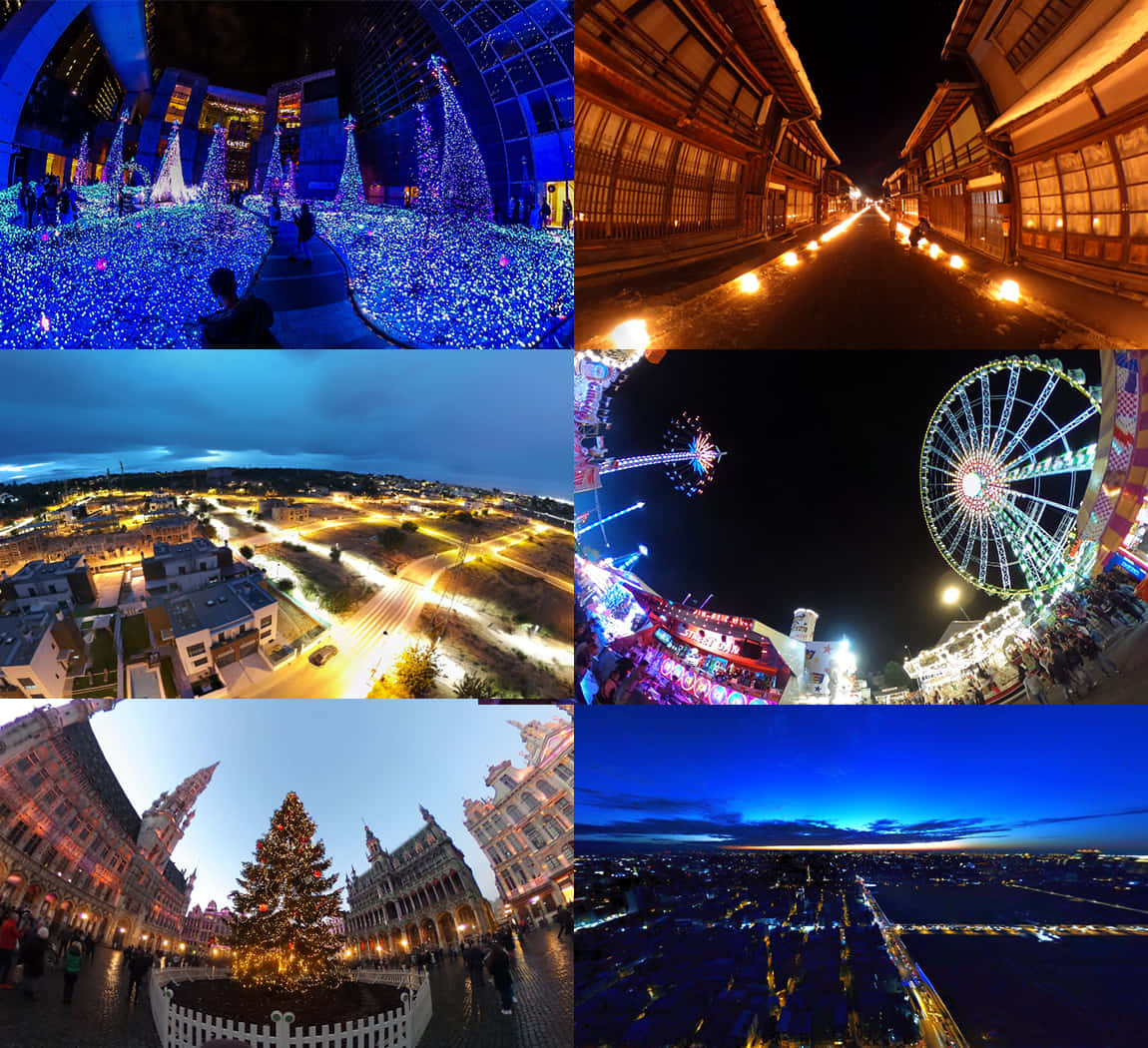 Cittànotturna In Immagine A Collage A 360 Gradi