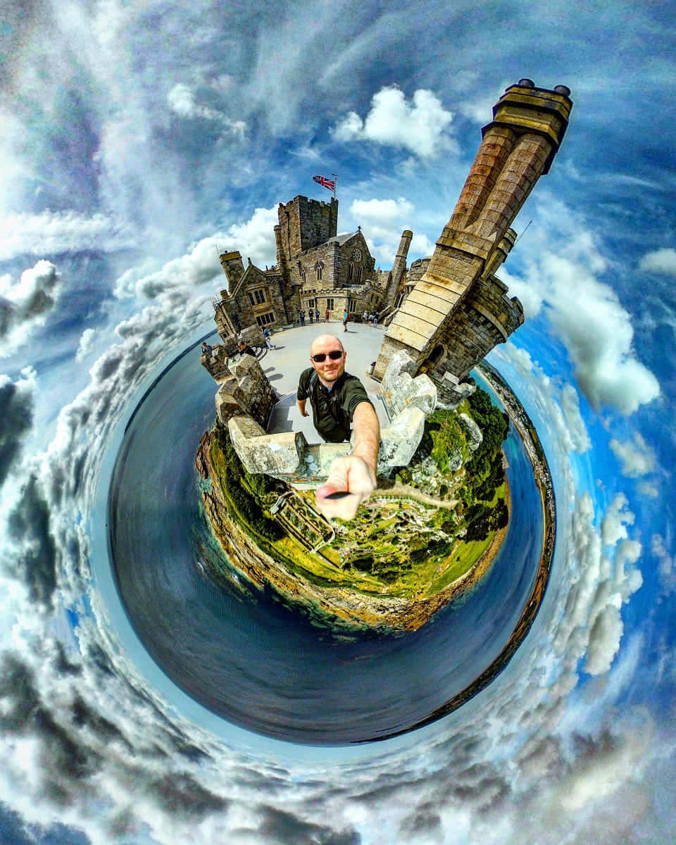 Man Selfie At Castle 360 Degree Picture