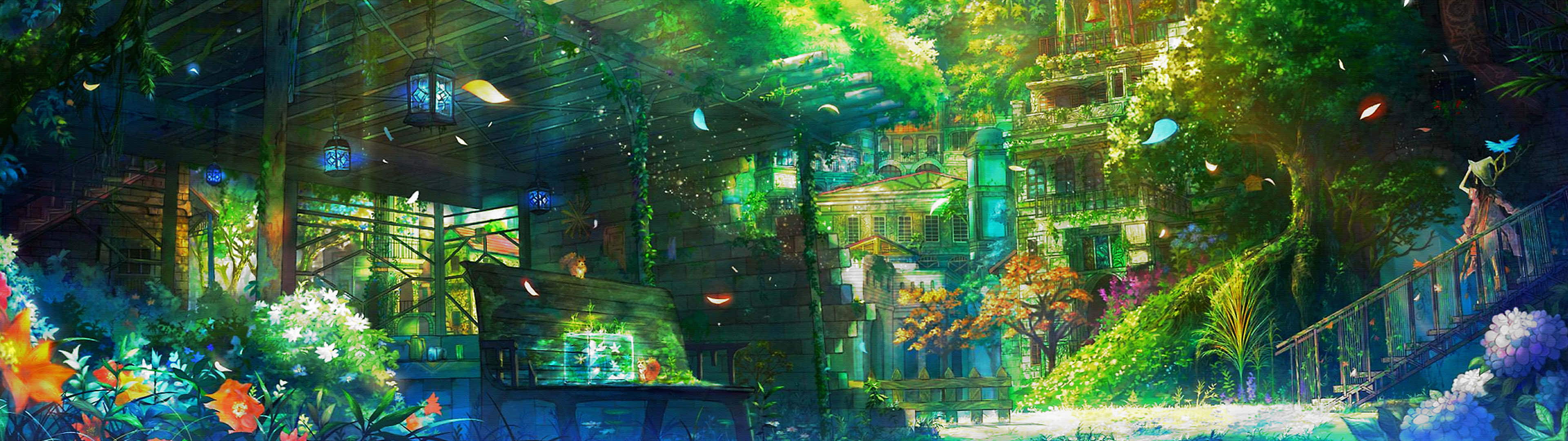 Lysendefarverig Anime Hd-tapet. Wallpaper