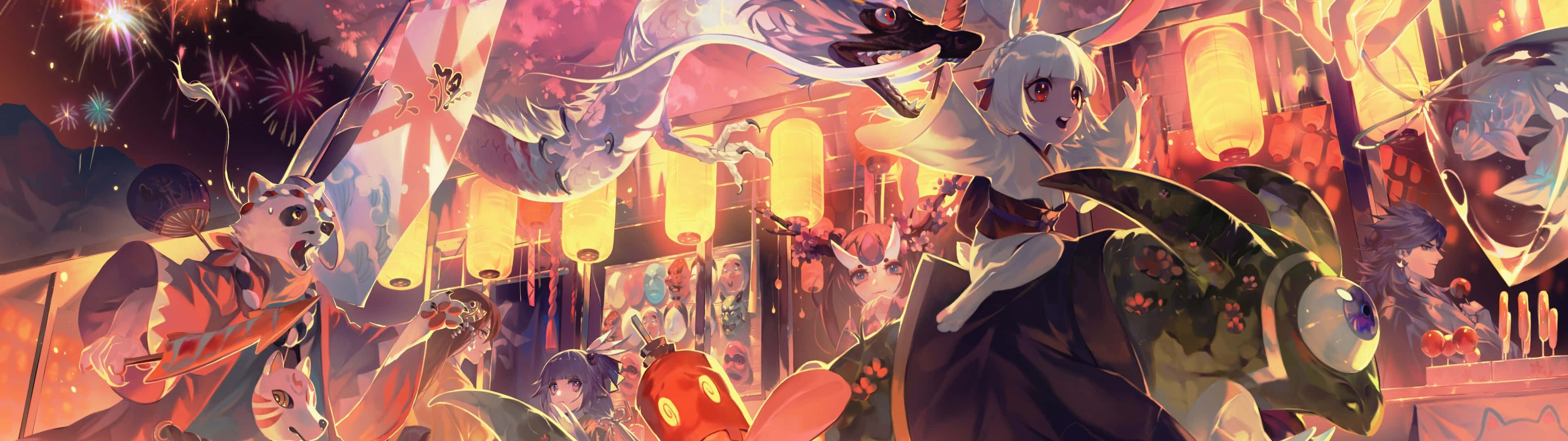 Beautiful Surreal Underwater Cloudy Anime Girl and Goldfish