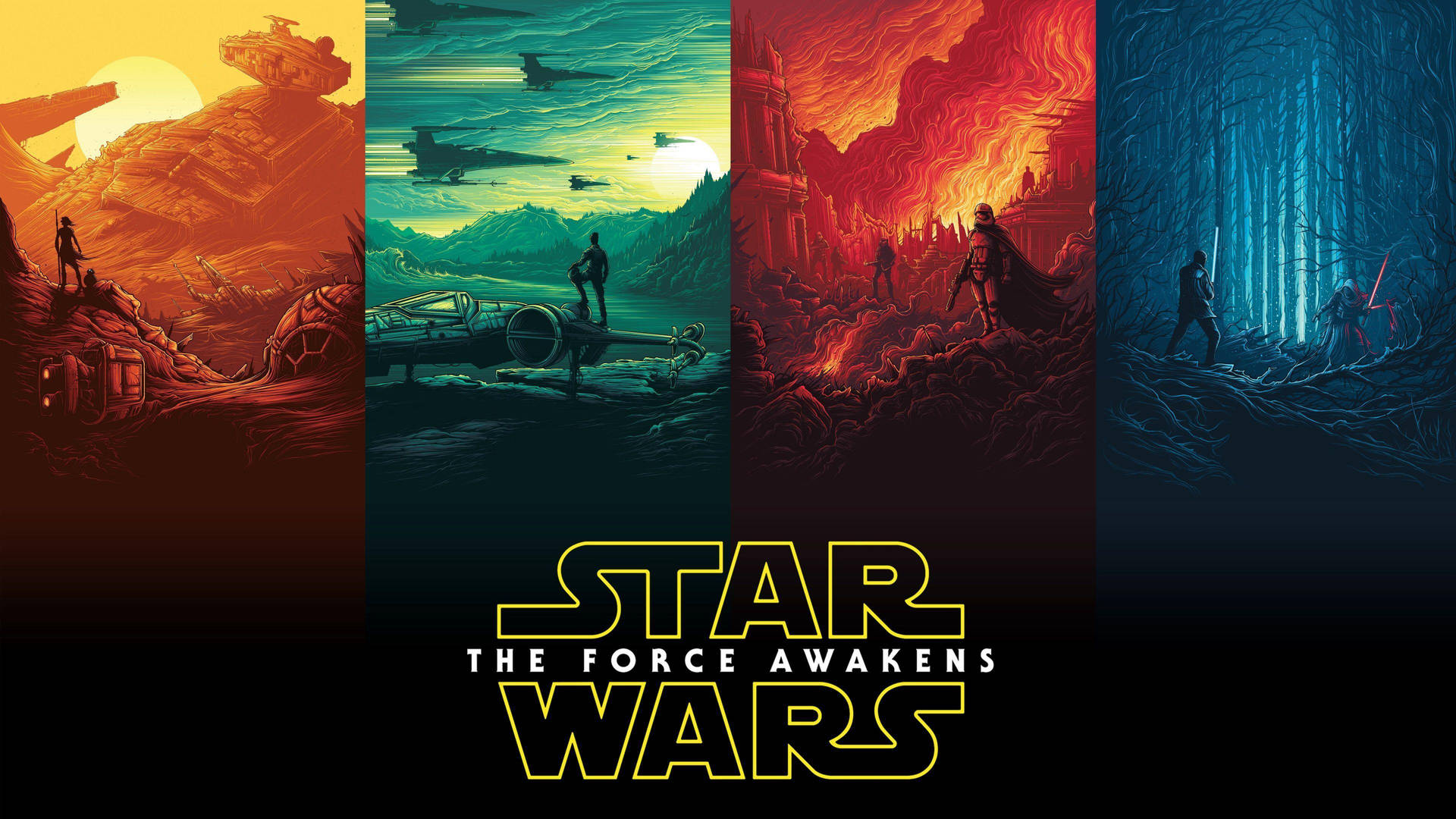 3840 x 2160 Star Wars Force Awakens Art Wallpaper