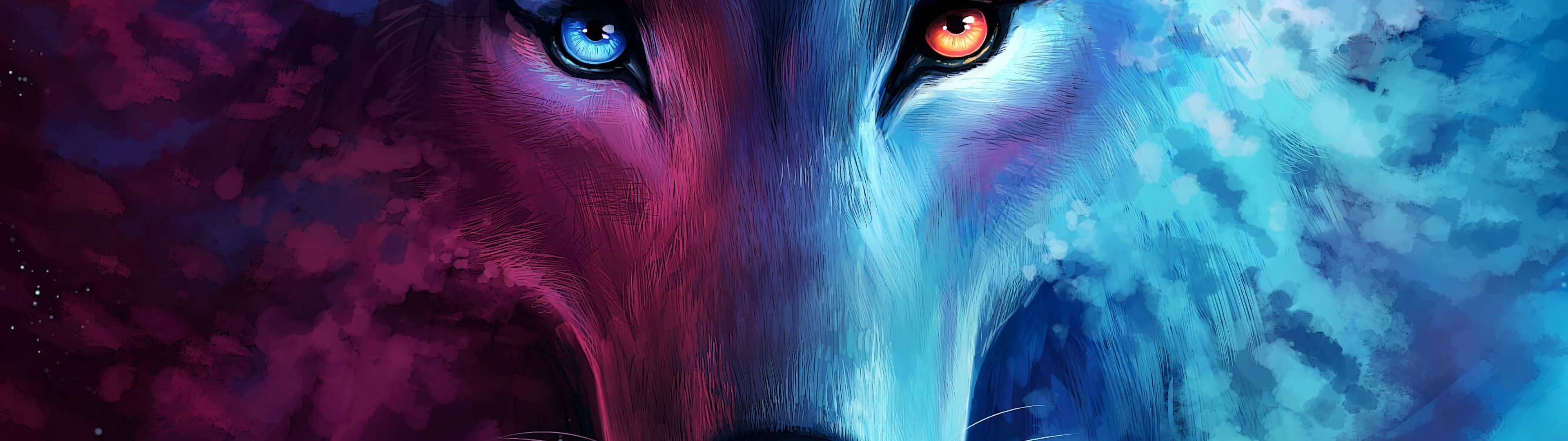3840x1080 4k Colorful Wolf