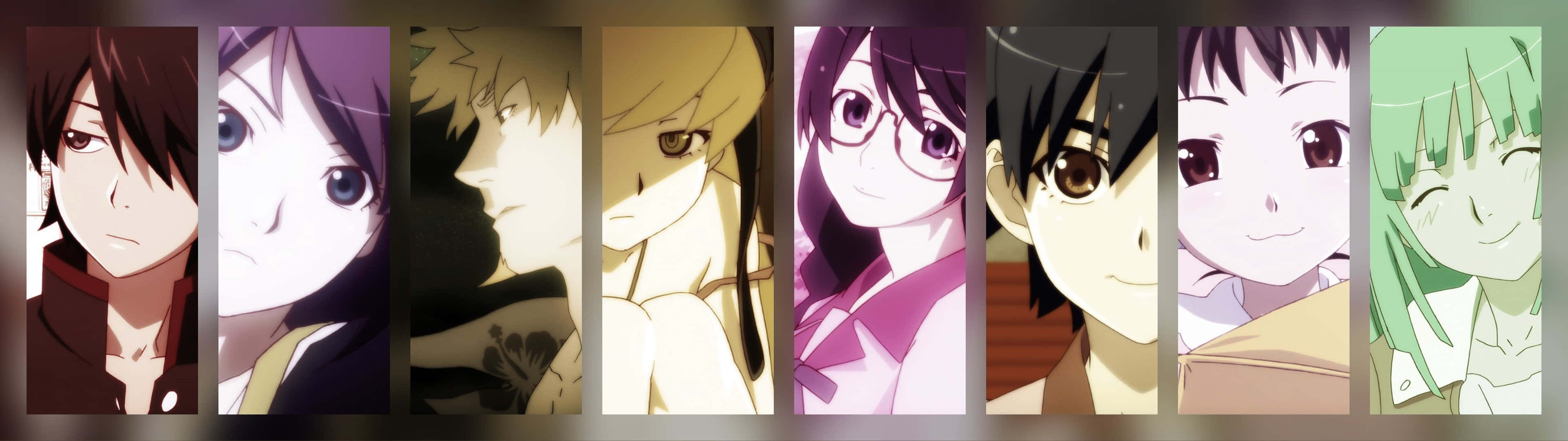 3840x1080 Anime Monogatari Series Characters Picture