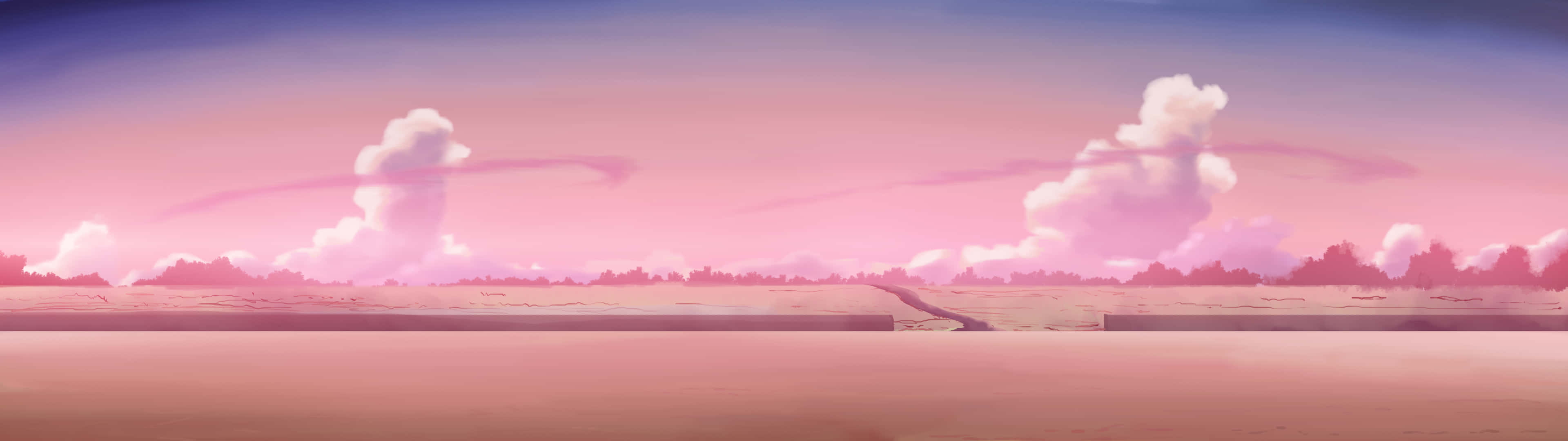 3840x1080 Anime Pink Purple Sky Picture