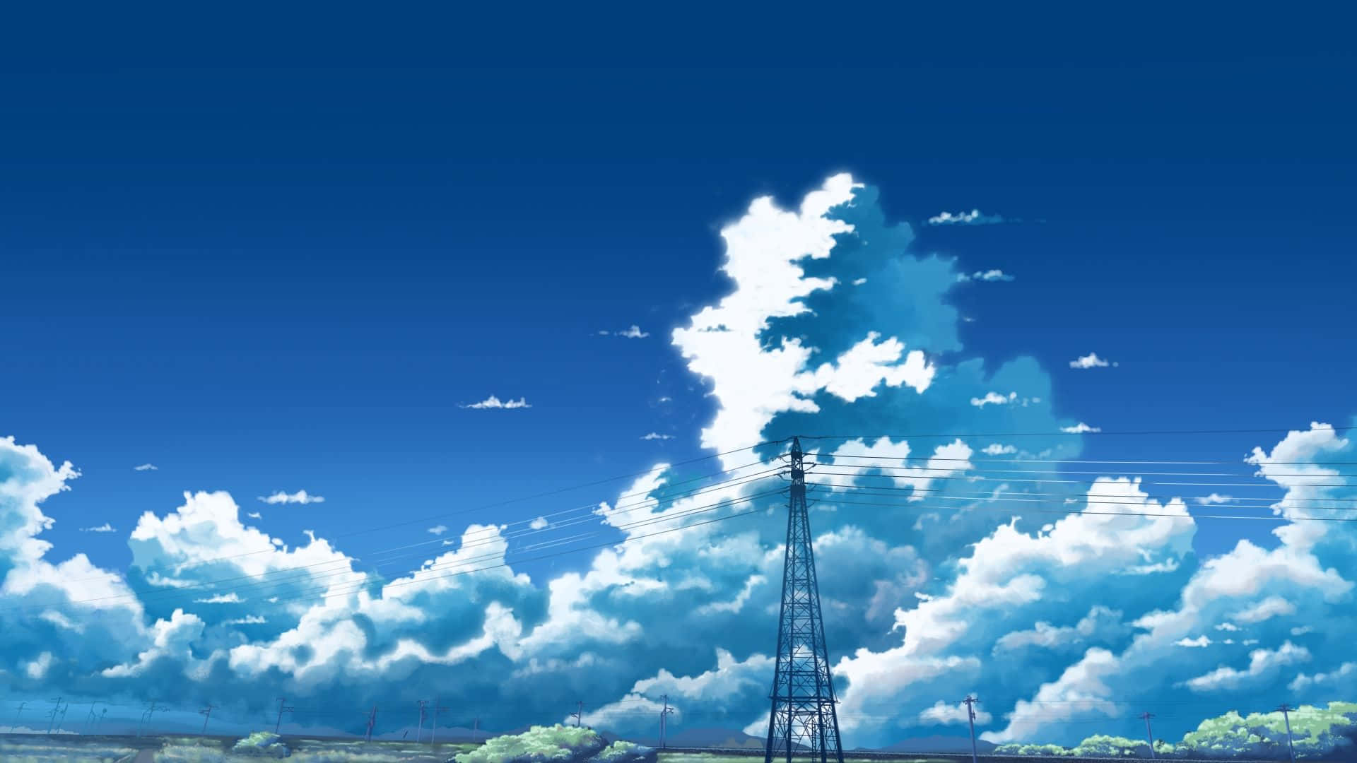 3840x1080 Anime White Clouds Sky Picture