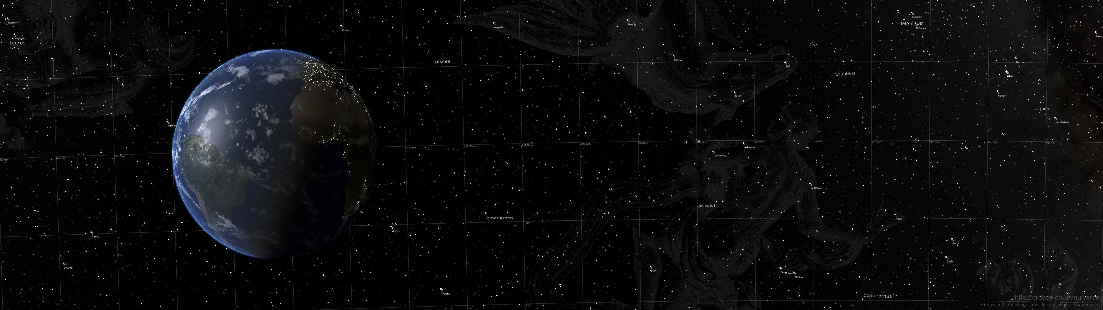 3840x1080 Hd Dual Monitor Celestial Earth Wallpaper