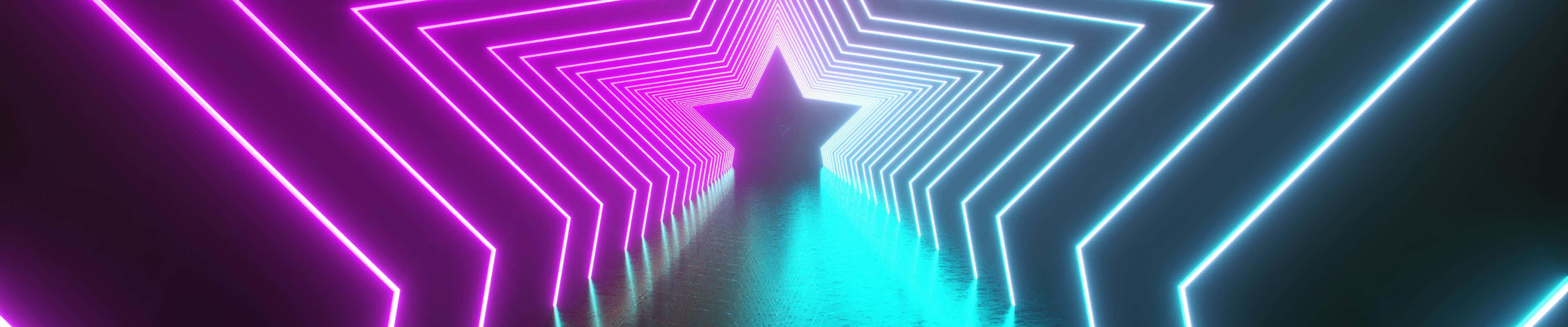 A Neon Light Tunnel With A Person In It Wallpaper
