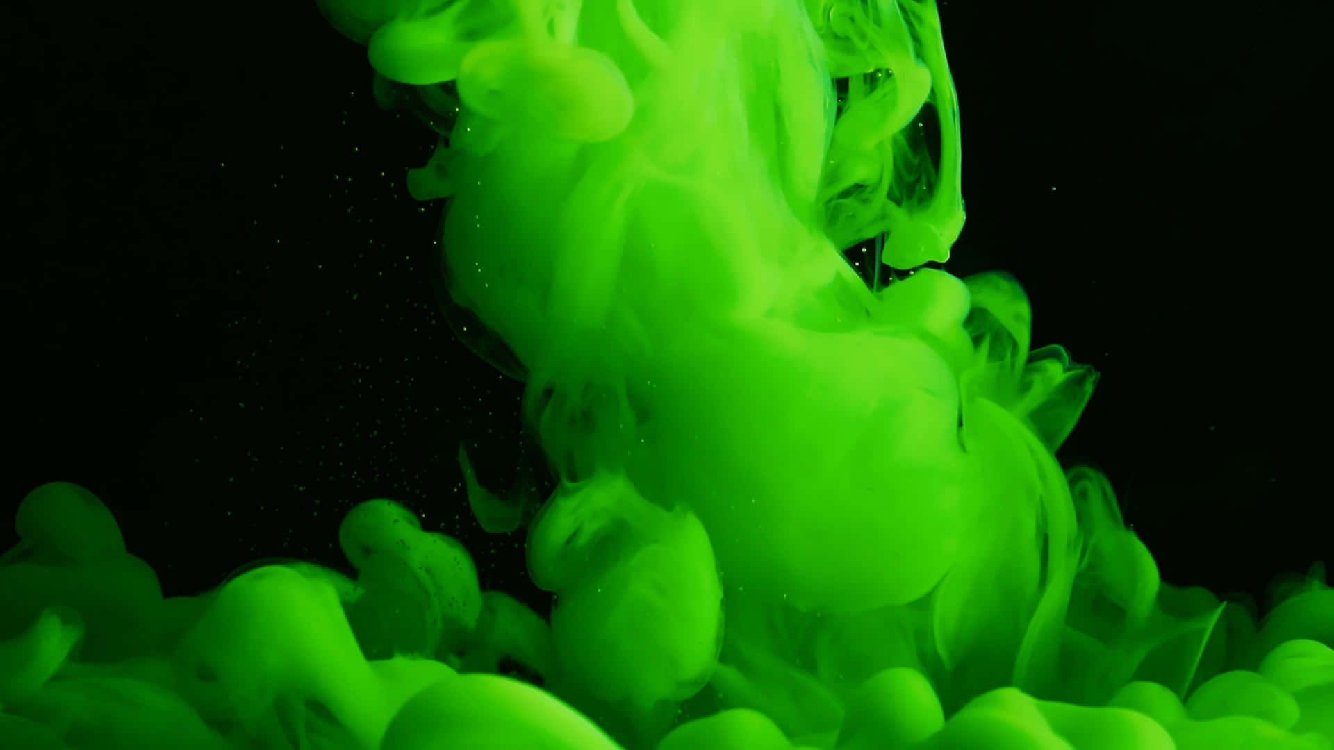 3D Abstract Neon Green Smoke Clouds Wallpaper
