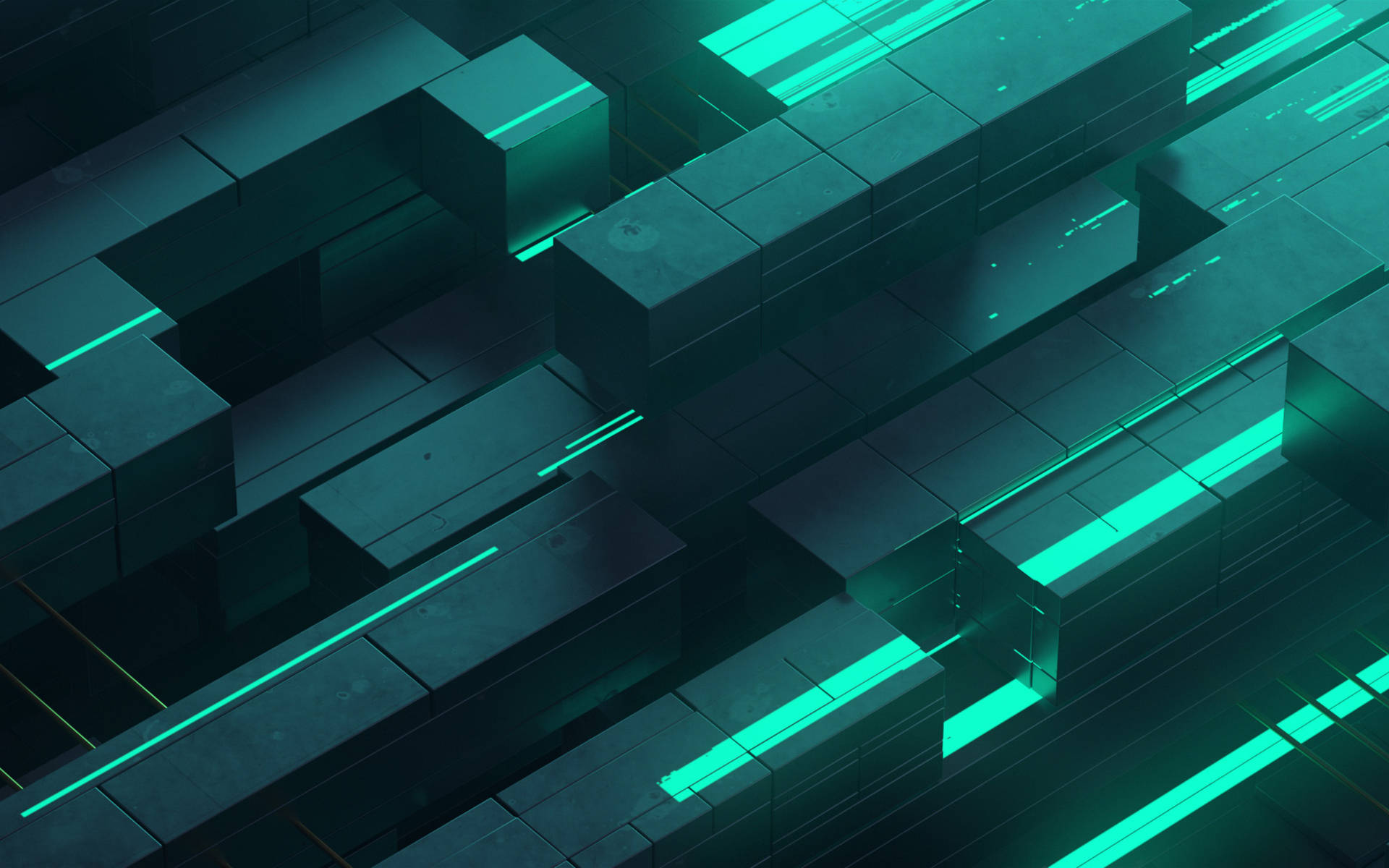 3D Abstract Teal Shapes Wallpaper