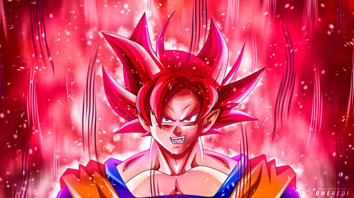 3D Anime Son Goku In Red 8K Wallpaper