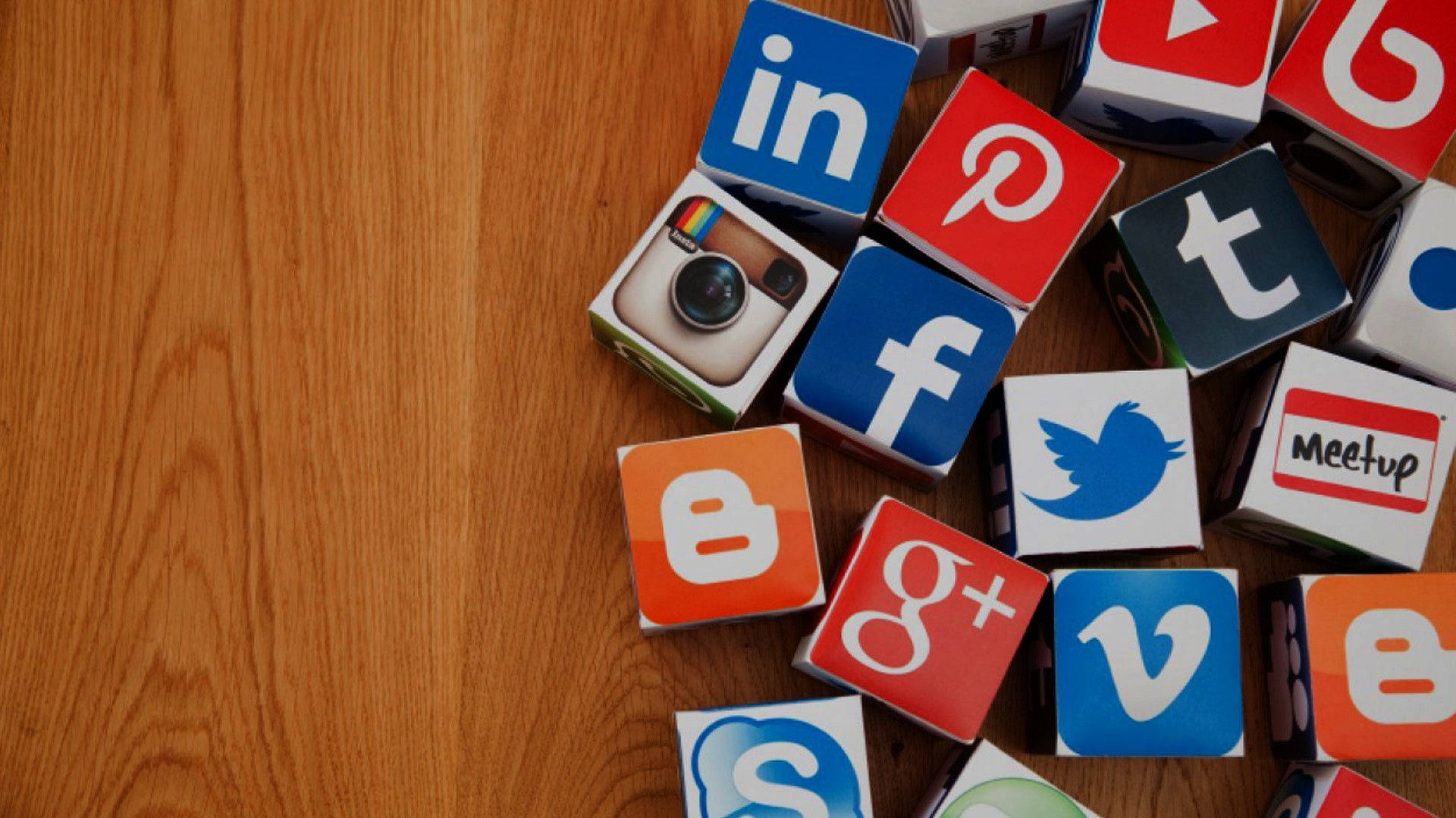 3d App Boxes Of Social Media Network Wallpaper