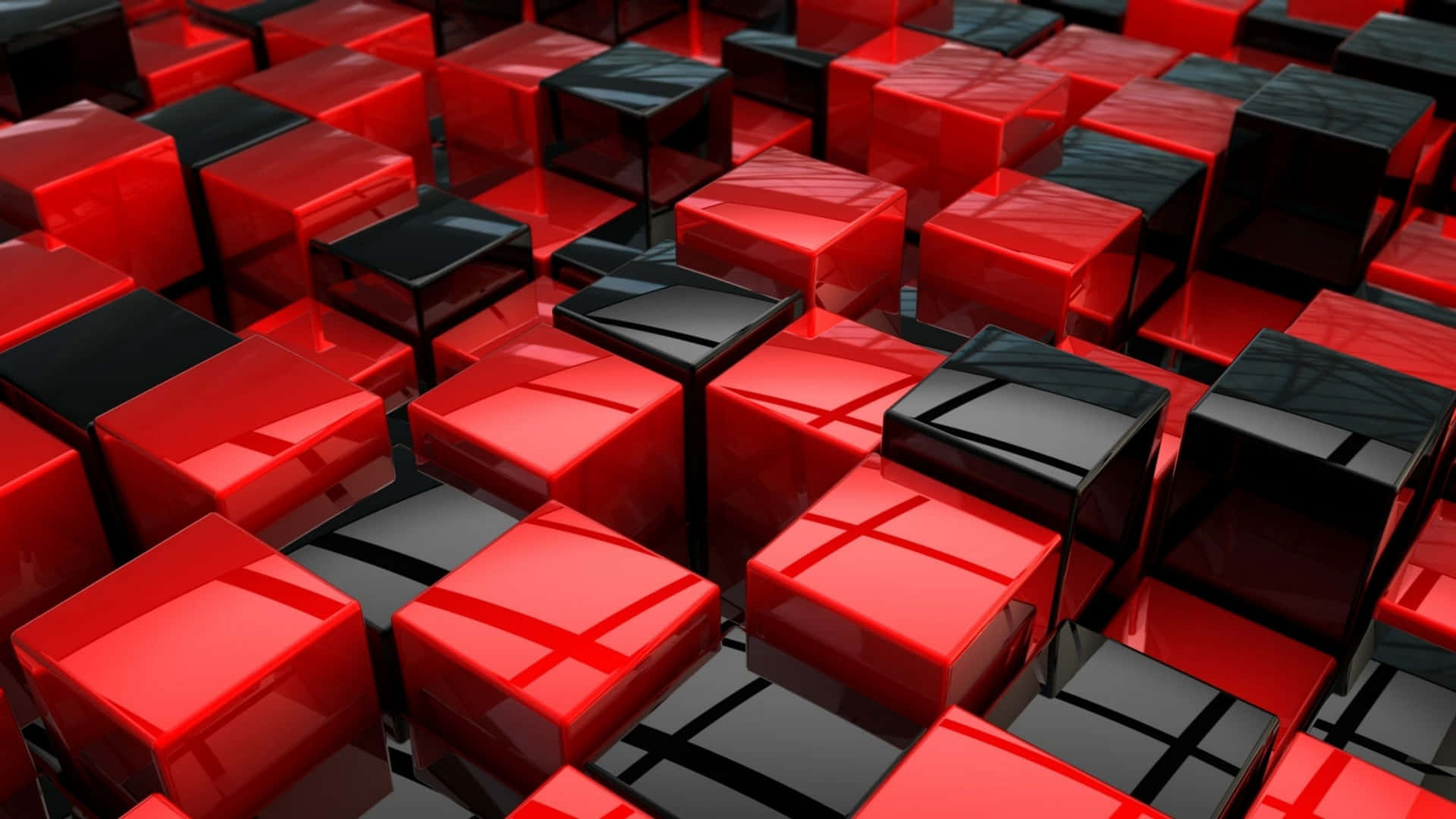 3d Art Picture Red Black Cubes Picture