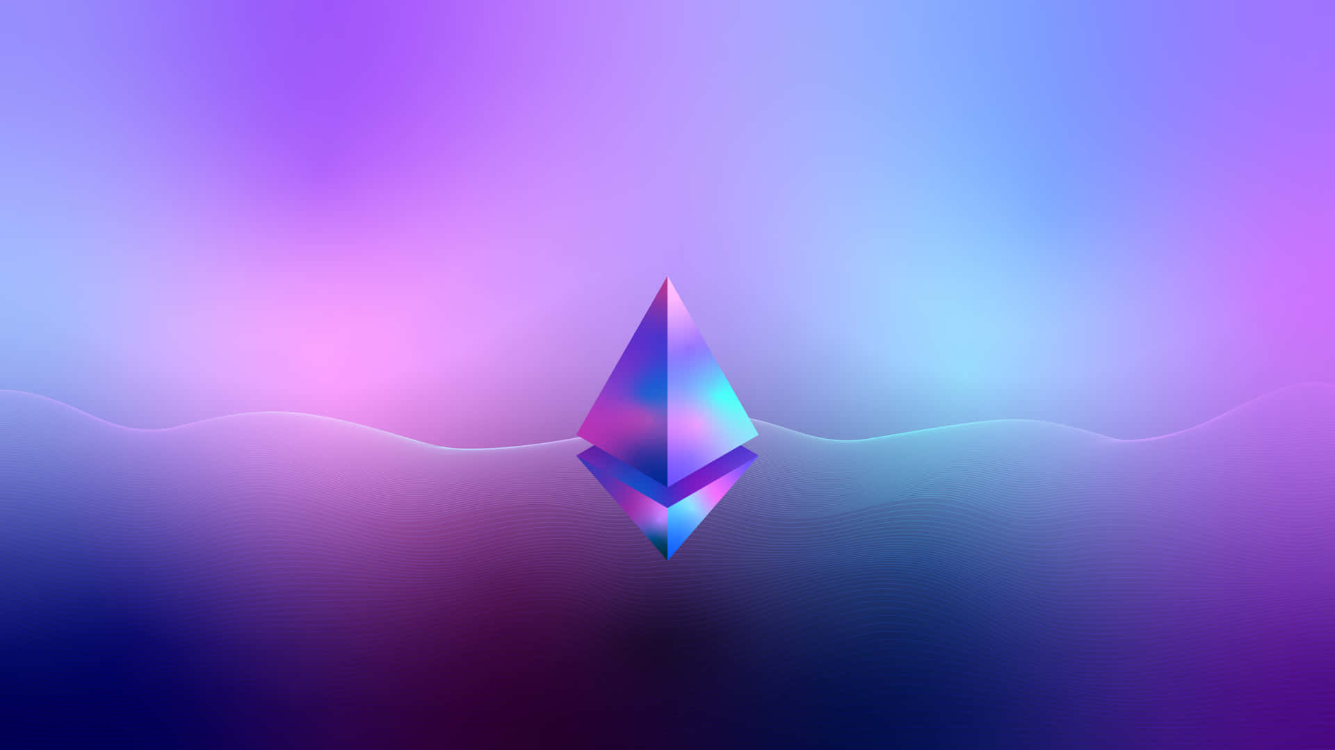 A Blue And Purple Ether Logo On A Blue Background
