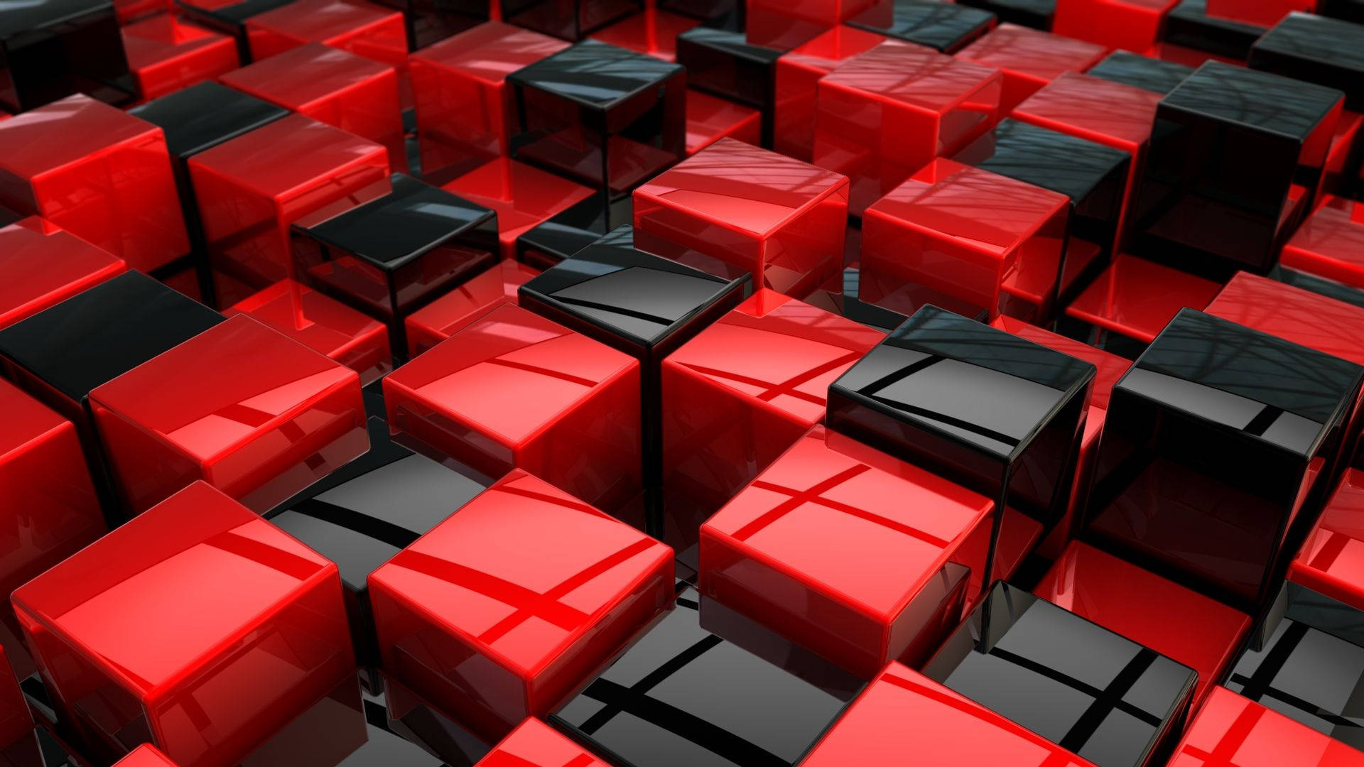 3d Black And Red Cubes Wallpaper