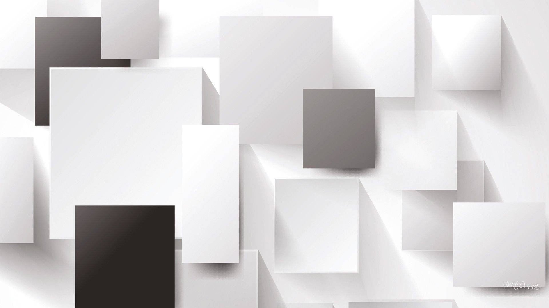 3D Black And White Squares And Rectangles Wallpaper