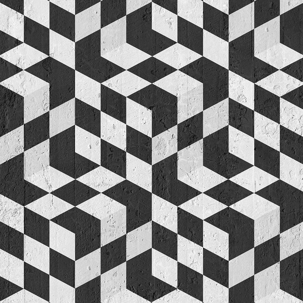 Captivating Pattern of 3D Black and White Squares Wallpaper