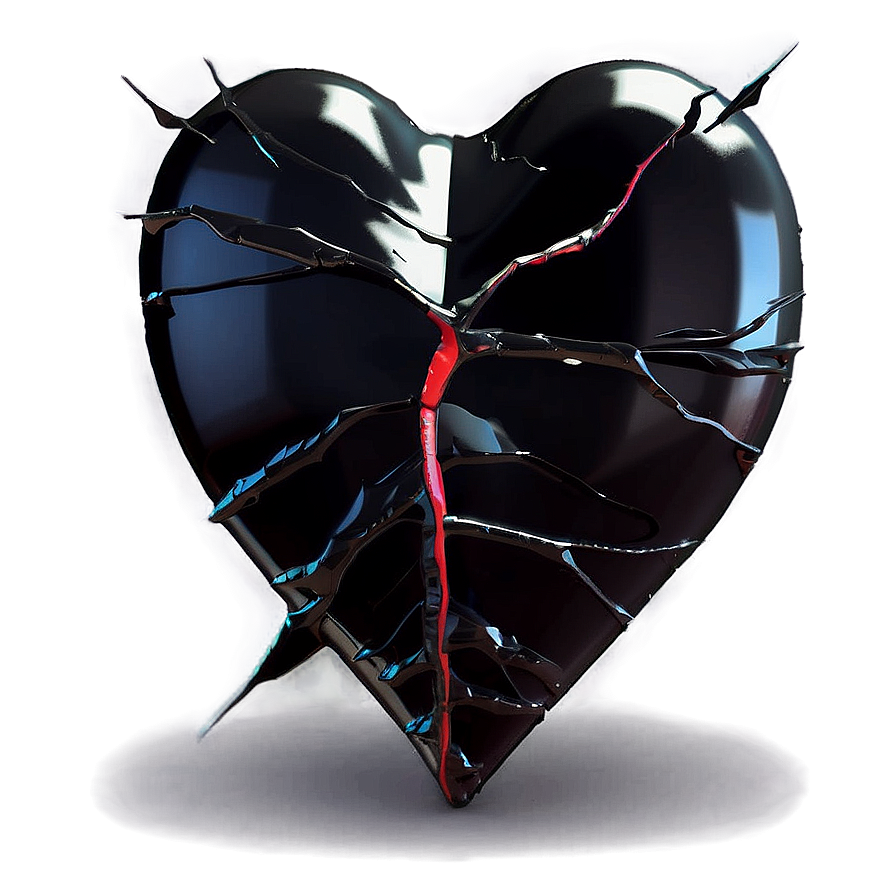 3d Black Broken Heart Png 06252024 PNG