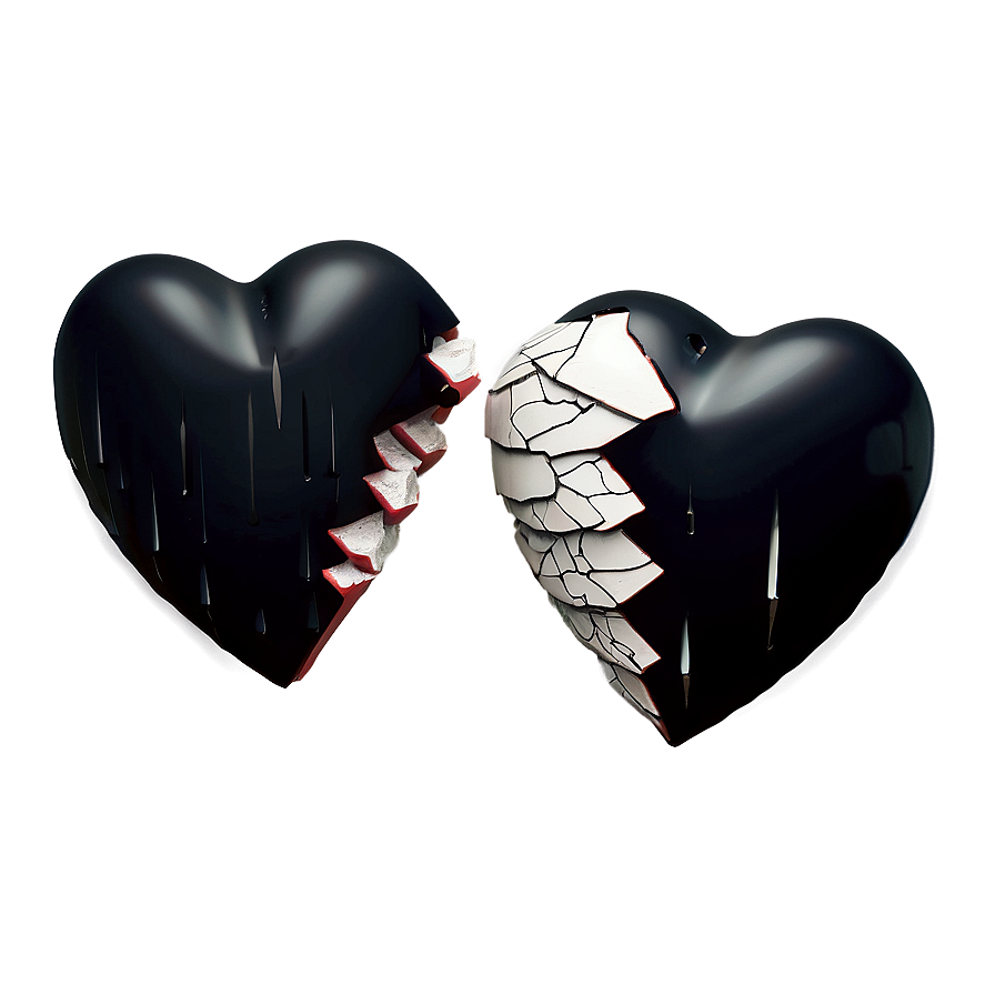 3d Black Broken Heart Png 77 PNG